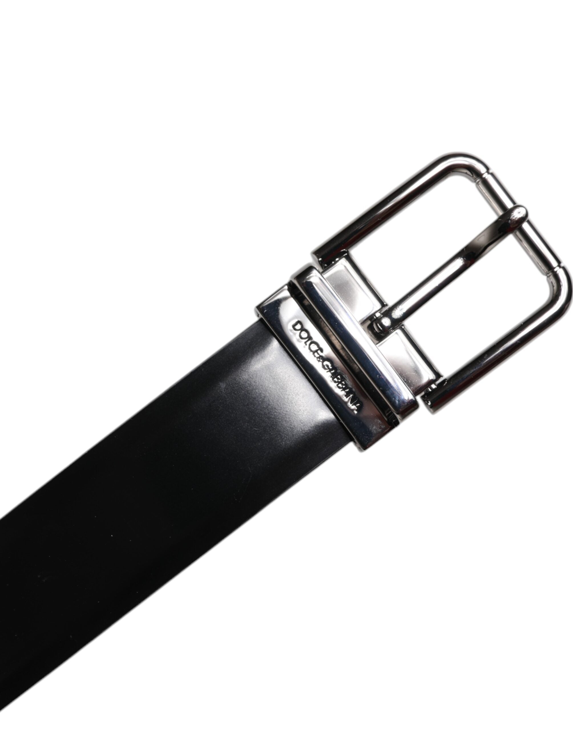 Black Shiny Leather Silver Metal Buckle Belt - ventzia