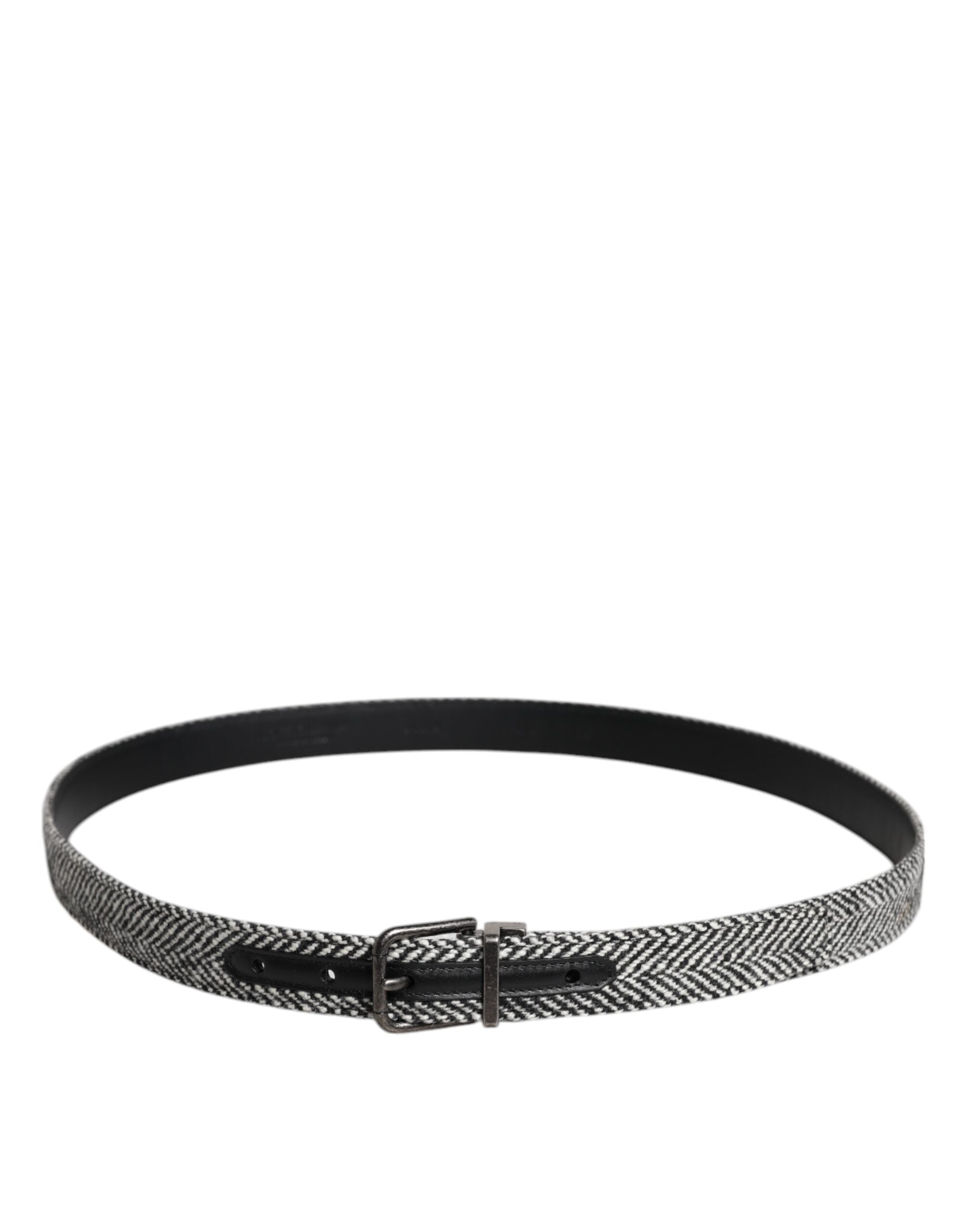 Black White Silver Tone Metal Buckle Belt - ventzia
