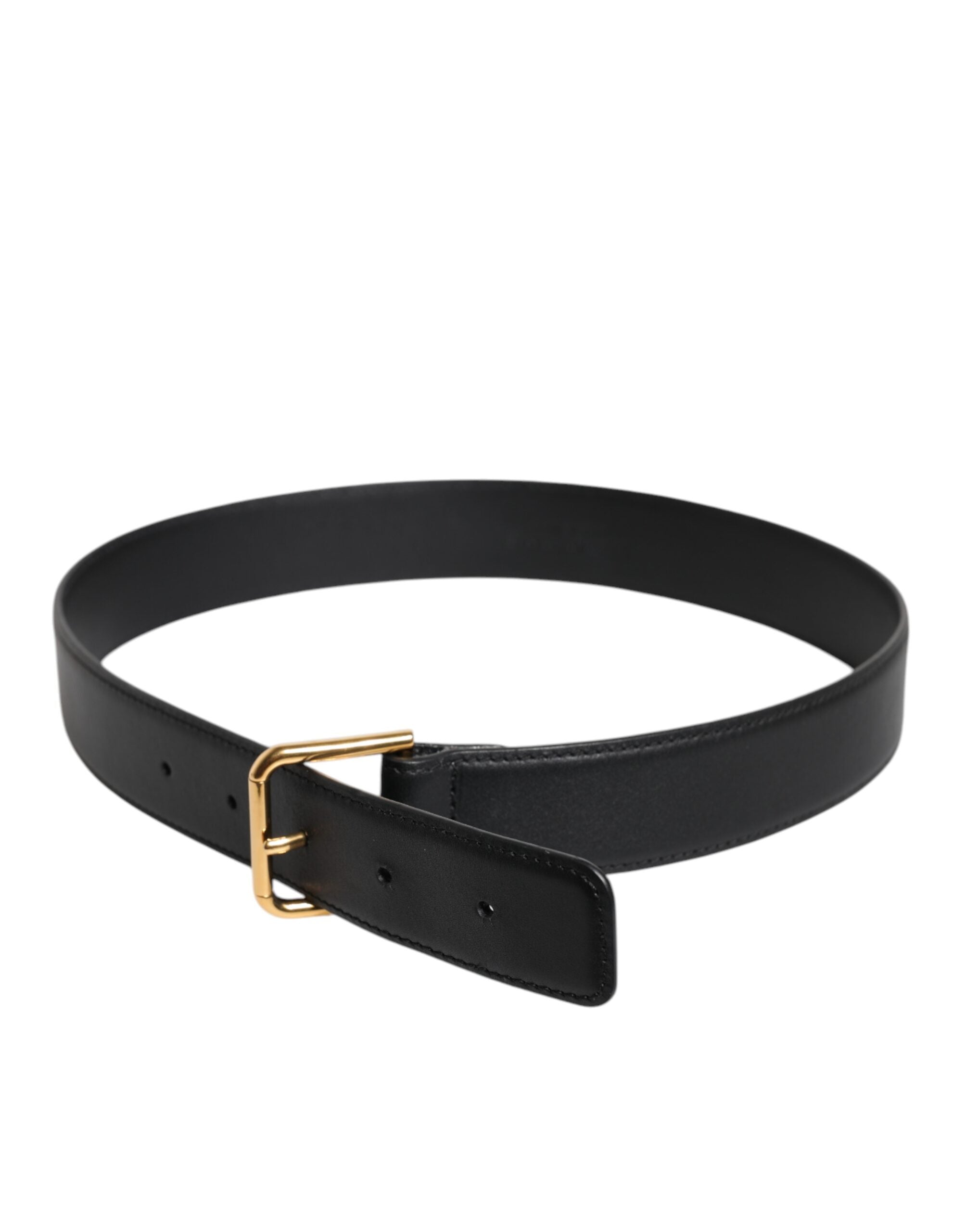 Black Leather Metal Buckle Classic Belt - ventzia
