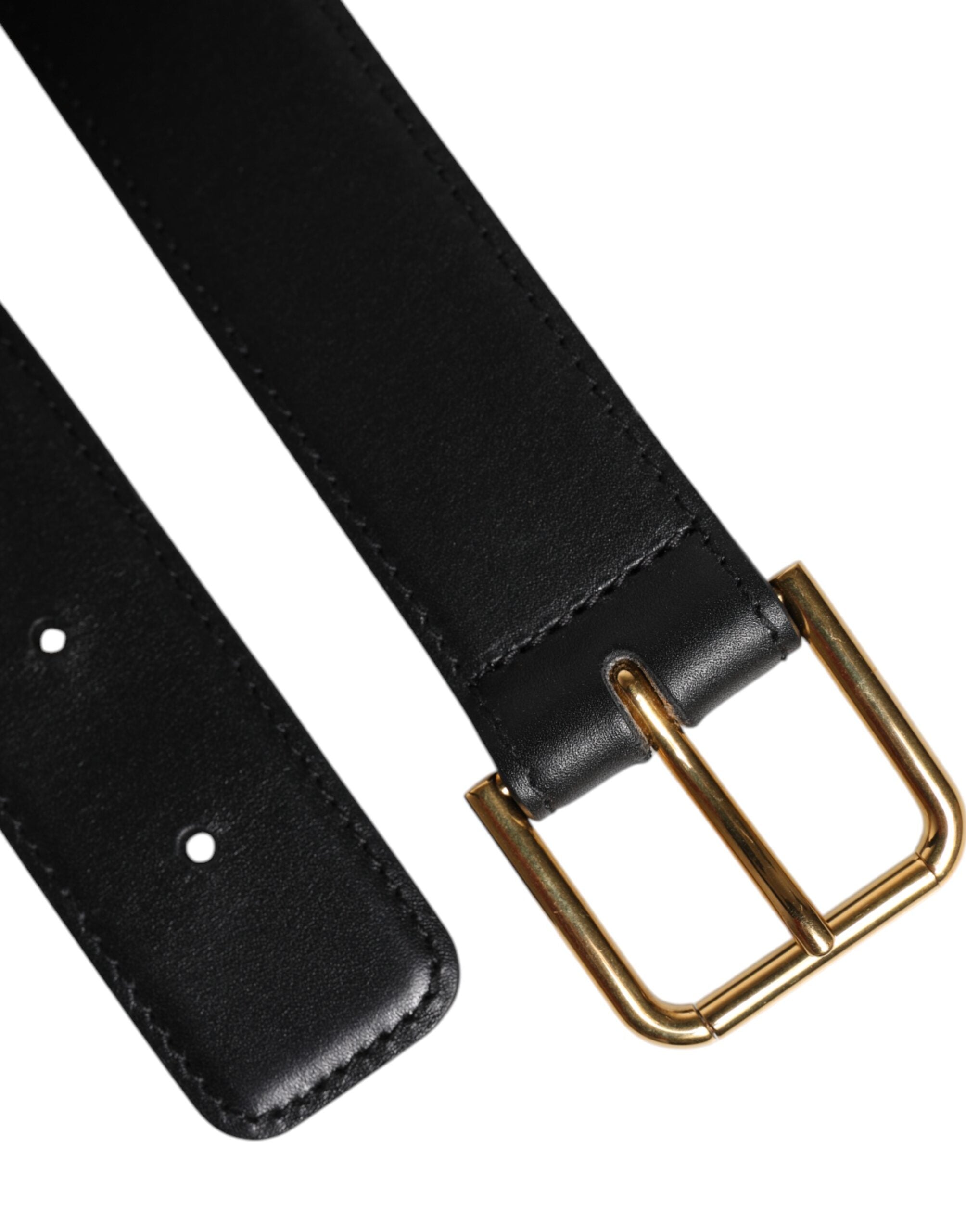 Black Leather Metal Buckle Classic Belt - ventzia