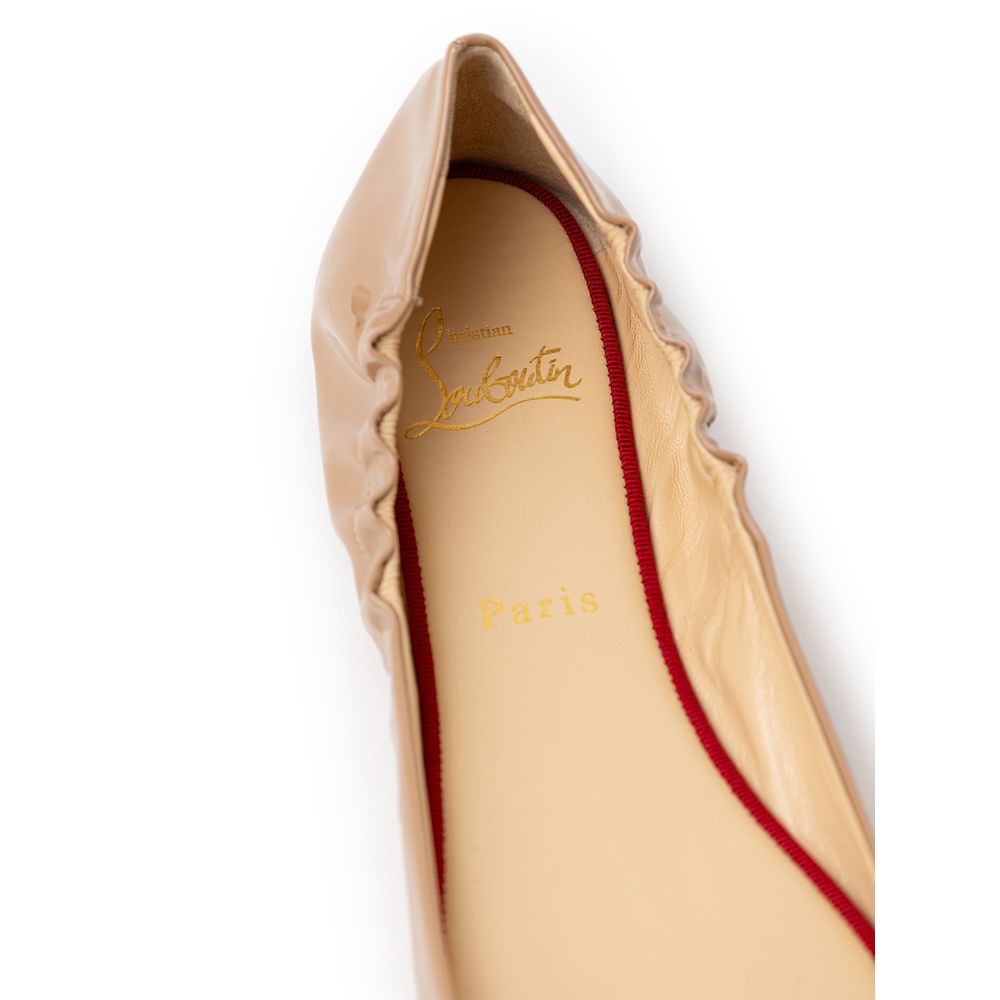 Beige Patent Leather Ballet Flat - ventzia