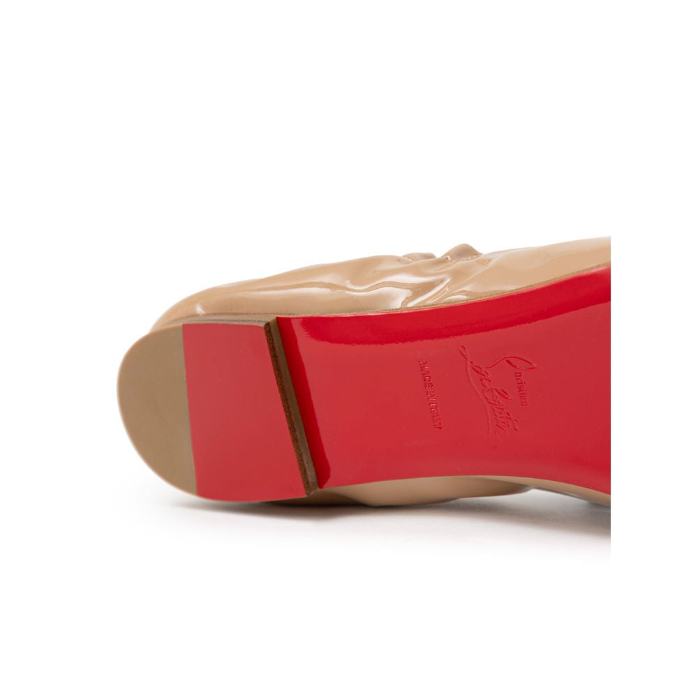 Beige Patent Leather Ballet Flat - ventzia