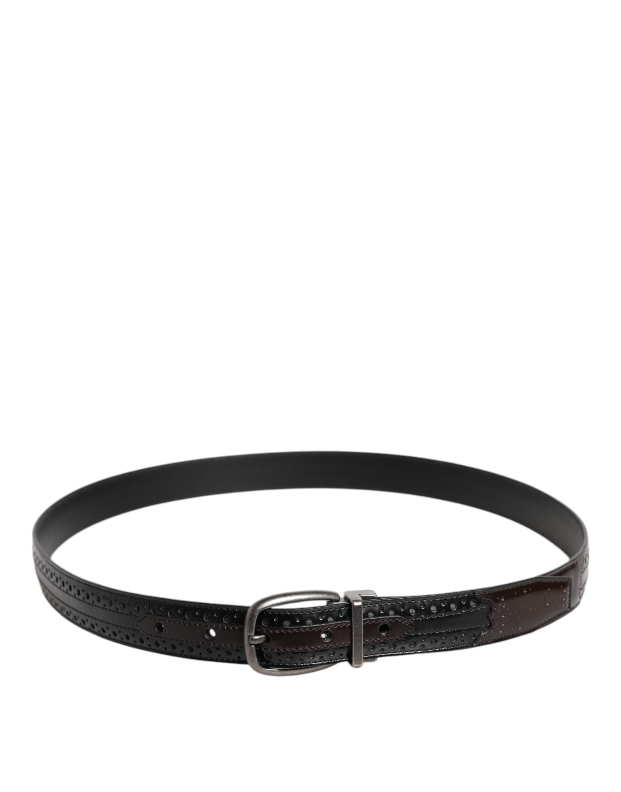 Black Brown Leather Classic Metal Buckle Belt - ventzia