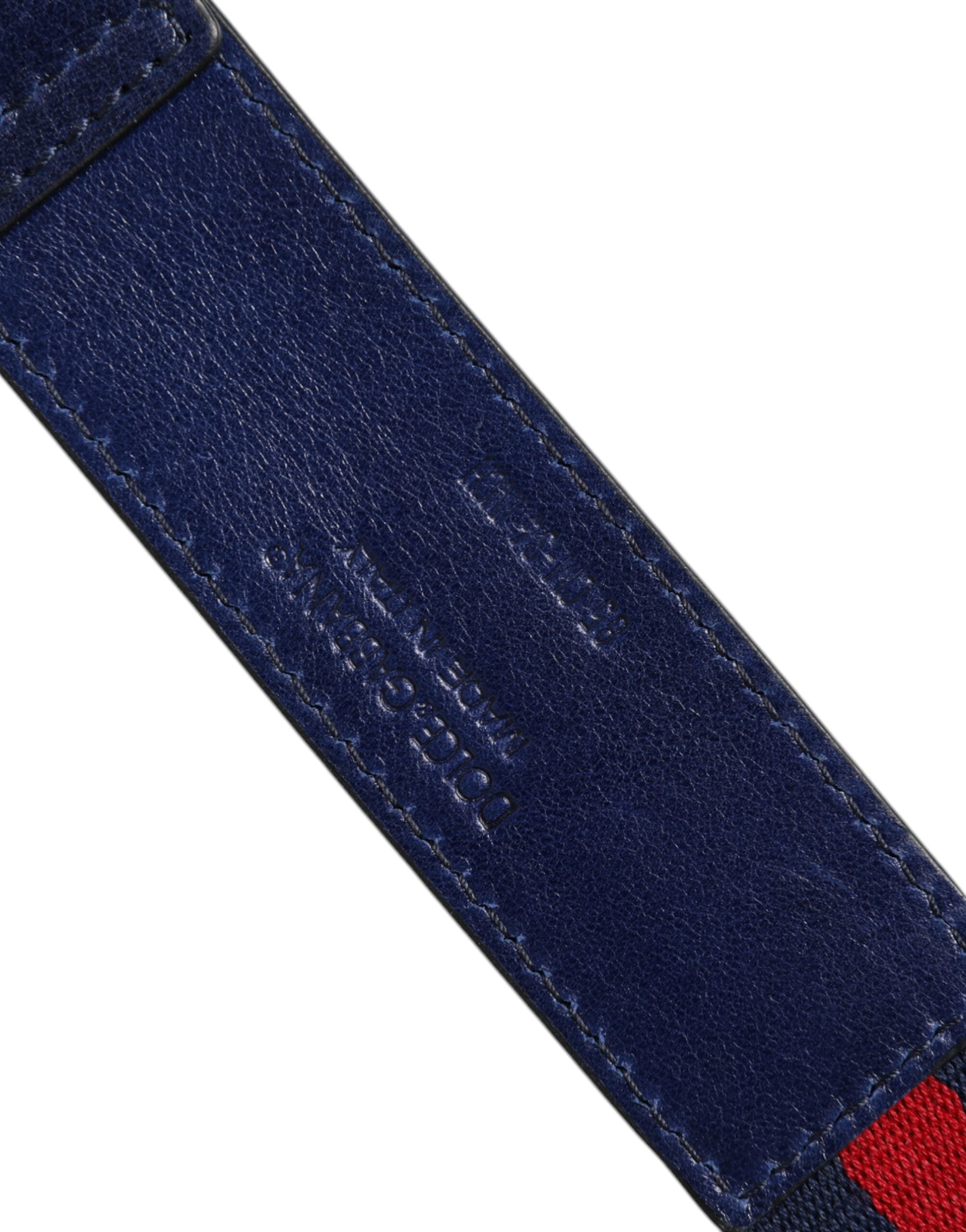 Blue Cotton Leather Printed Metal Buckle Belt - ventzia