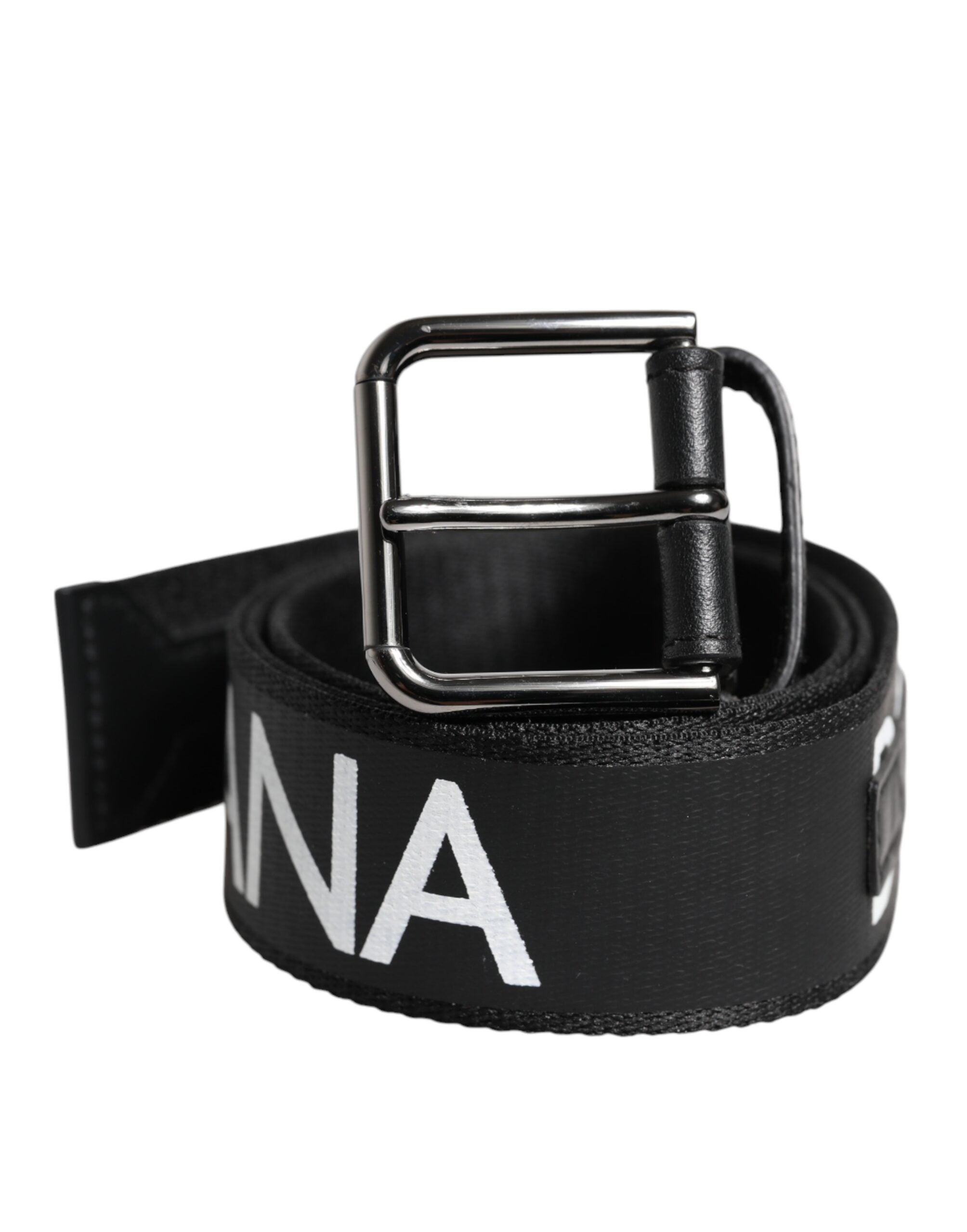 Black Leather Classic Metal Logo Buckle Belt - ventzia