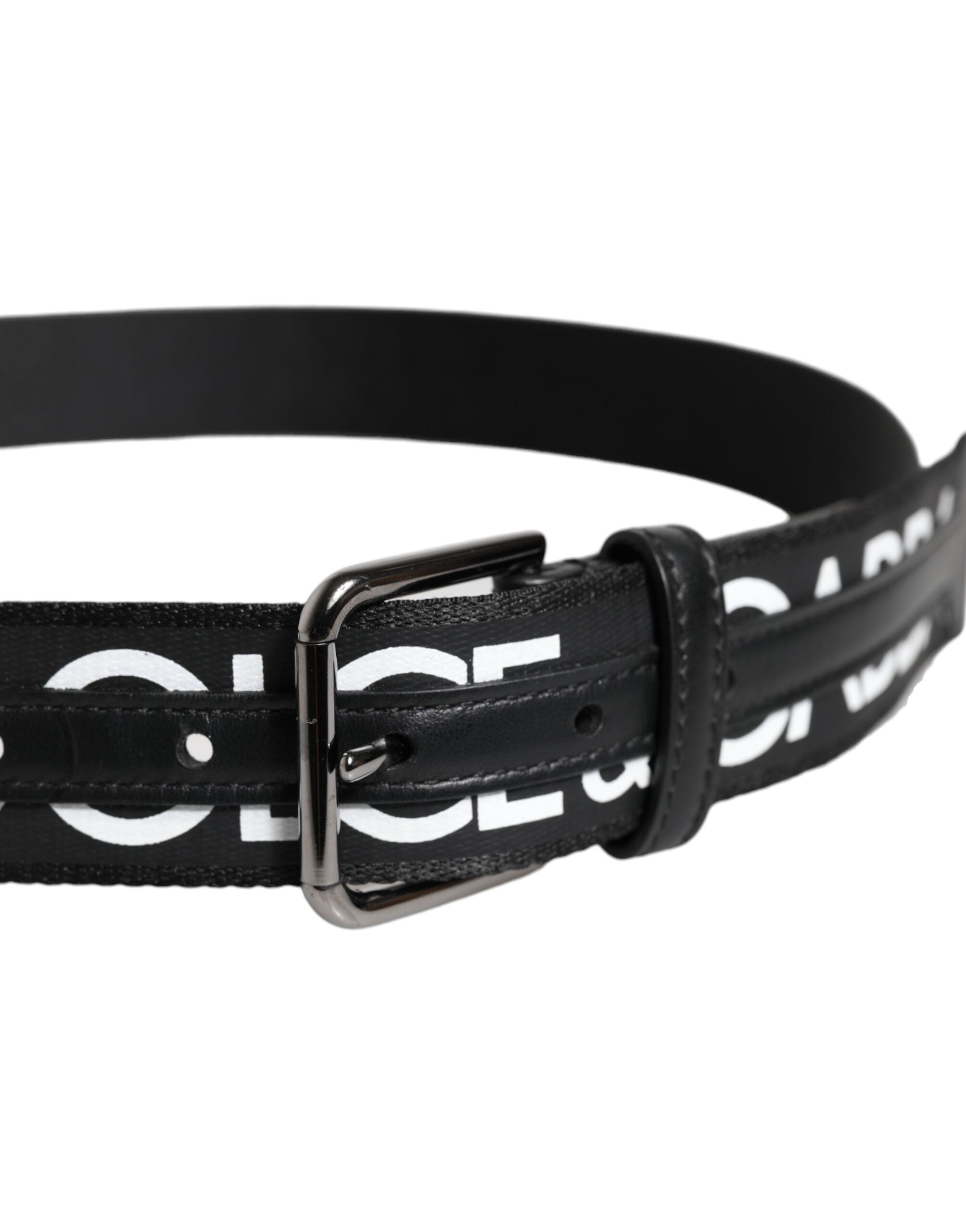 Black Leather Classic Metal Logo Buckle Belt - ventzia