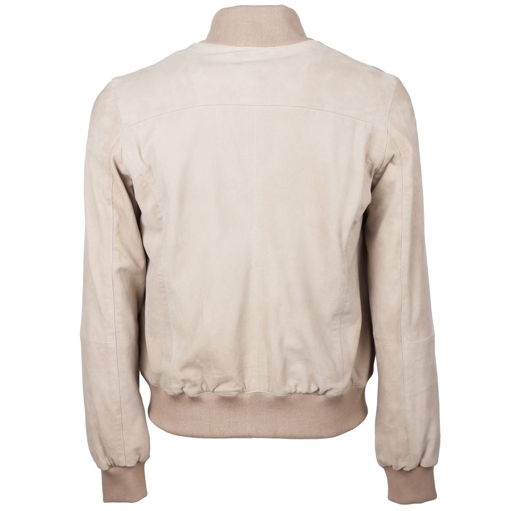 Beige Calfskin Men Jacket - ventzia