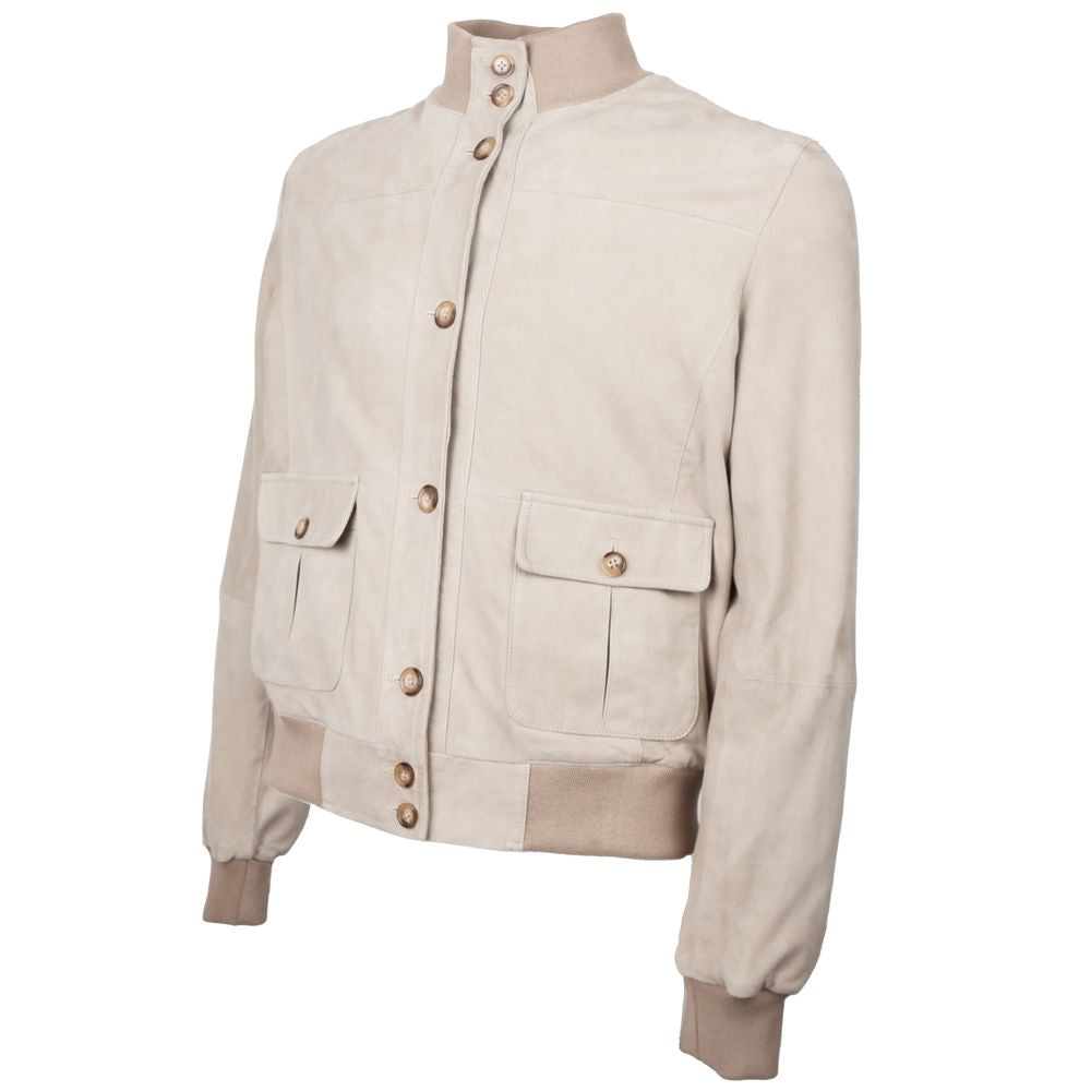Beige Calfskin Men Jacket - ventzia