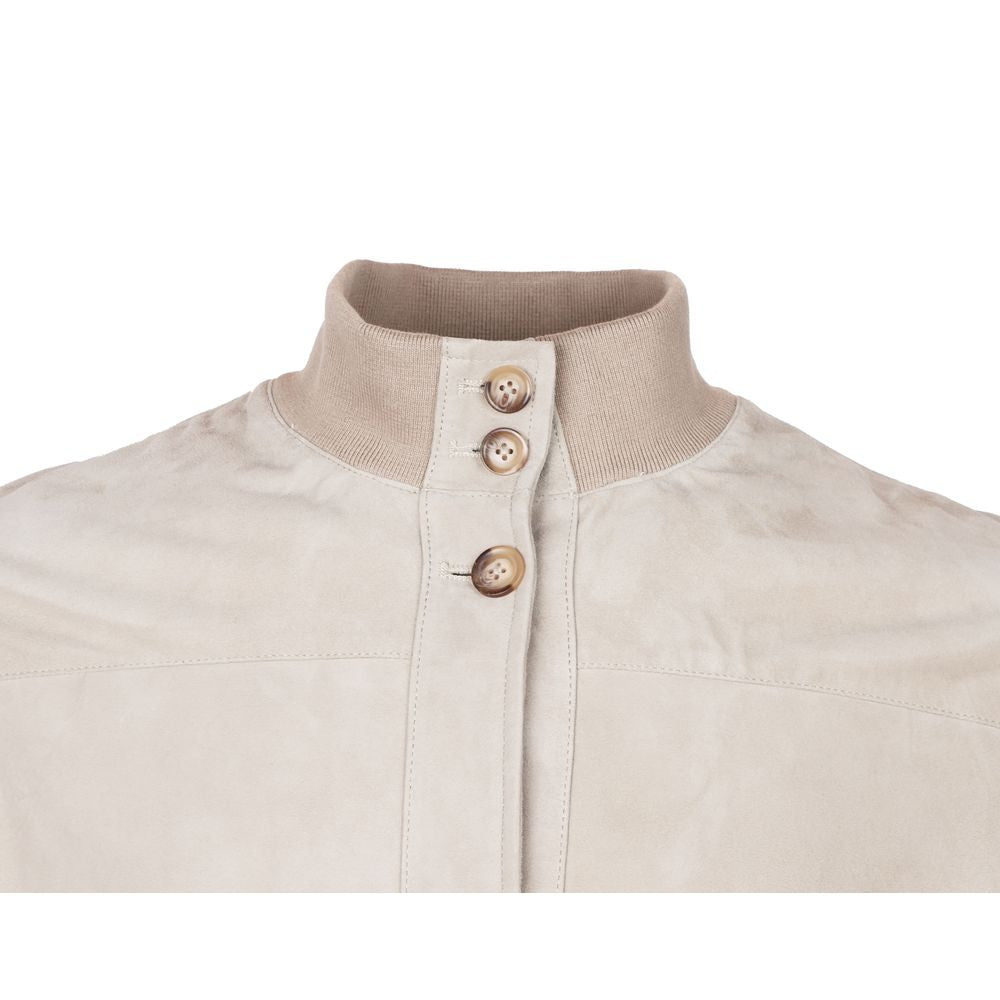 Beige Calfskin Men Jacket - ventzia
