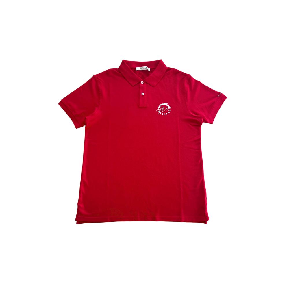 Red Cotton Men Polo Shirt - ventzia