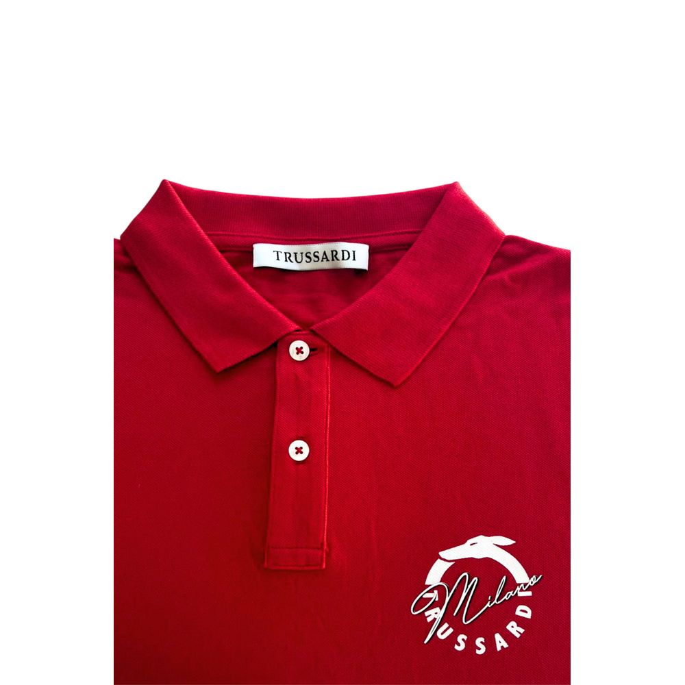 Red Cotton Men Polo Shirt - ventzia