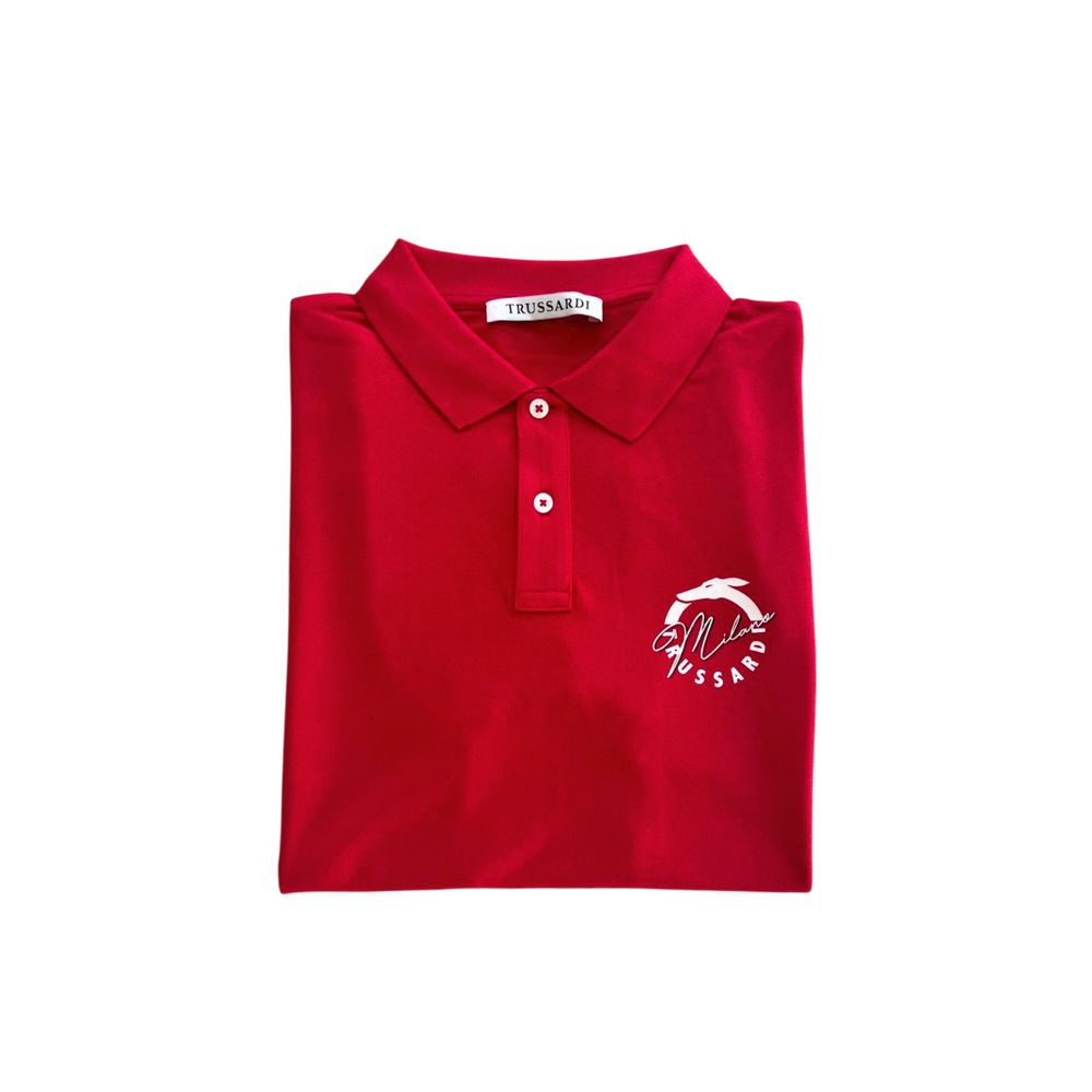Red Cotton Men Polo Shirt - ventzia