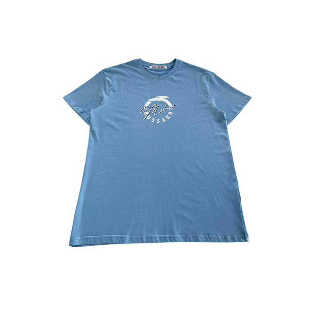Light Blue Cotton Men T-Shirt - ventzia