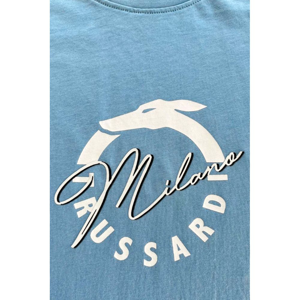Light Blue Cotton Men T-Shirt - ventzia