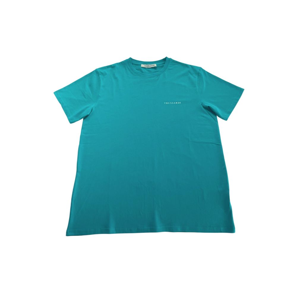Light Blue Cotton Men T-Shirt - ventzia