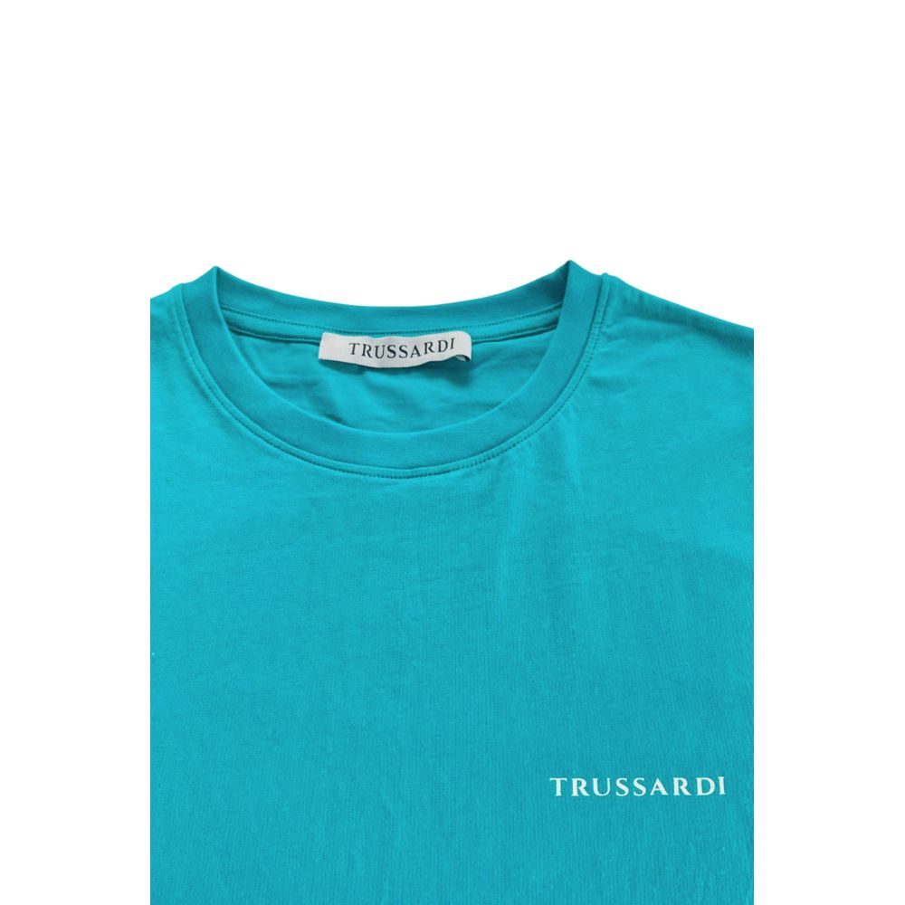Light Blue Cotton Men T-Shirt - ventzia