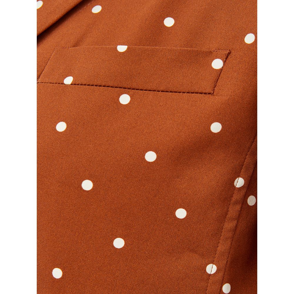 Chic Cotton Brown Jacket for the Modern Woman - ventzia