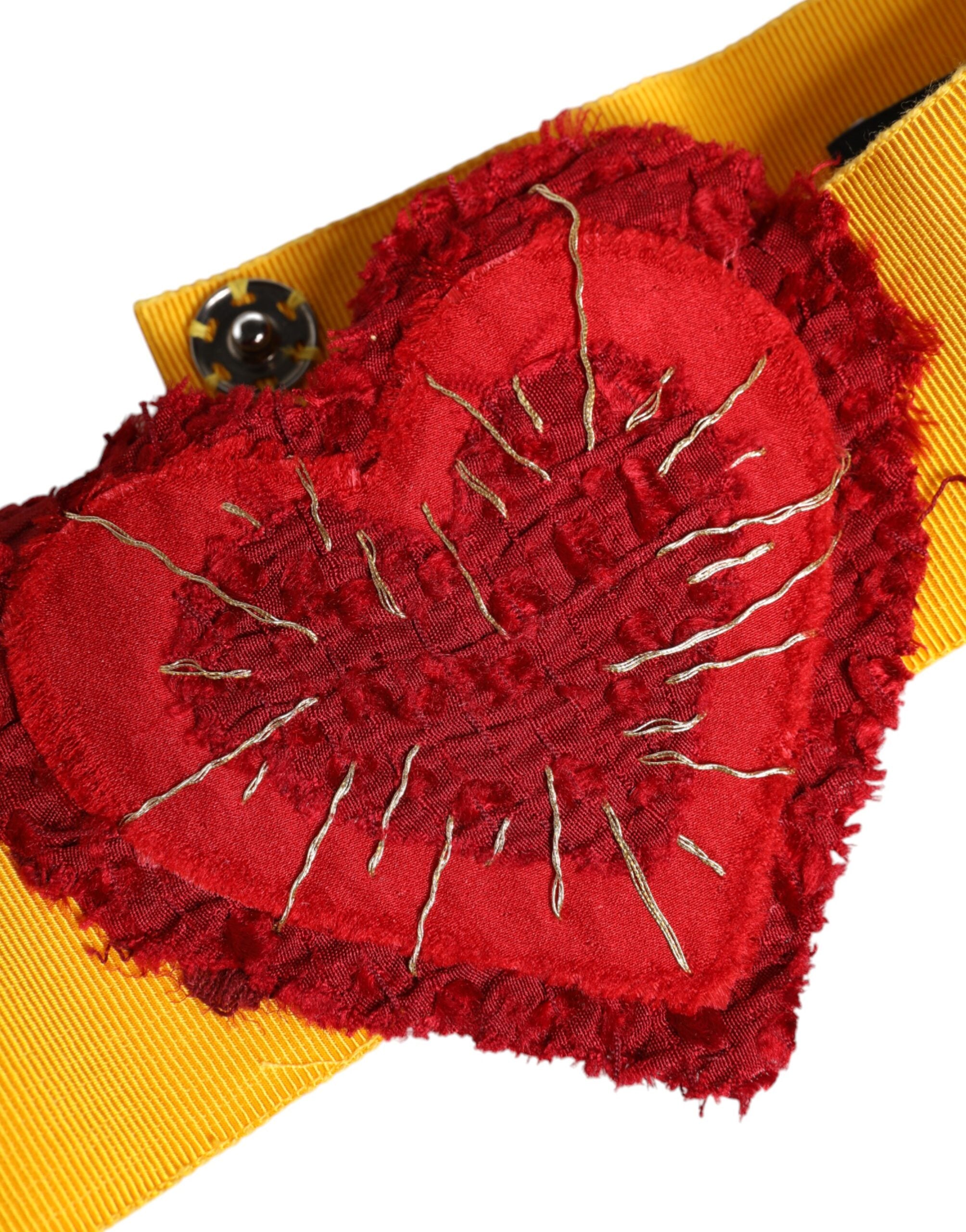 Yellow Stretch Wide Waist Heart Embellished Belt - ventzia