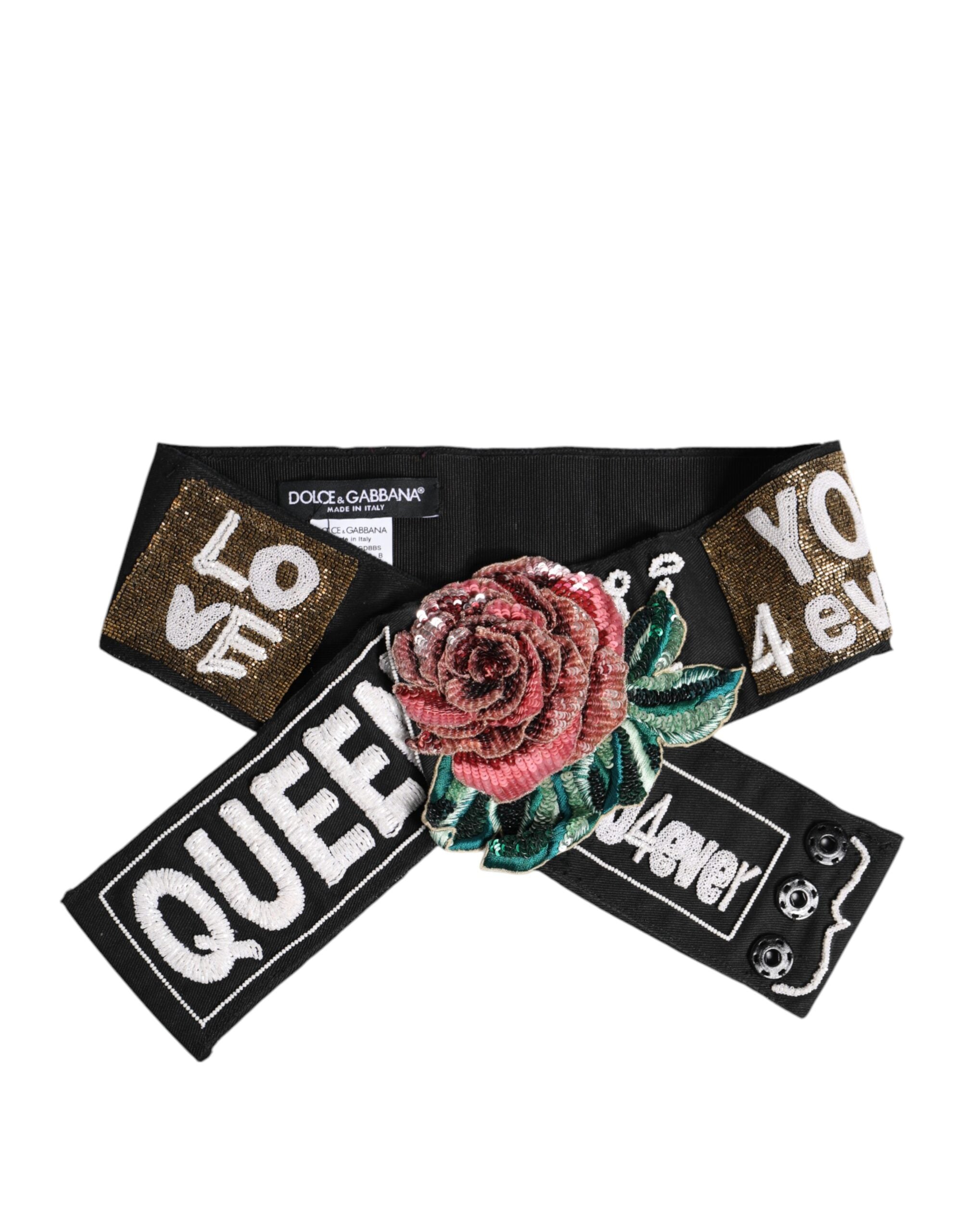 Black Stretch Multicolor Embellished Waist Belt - ventzia