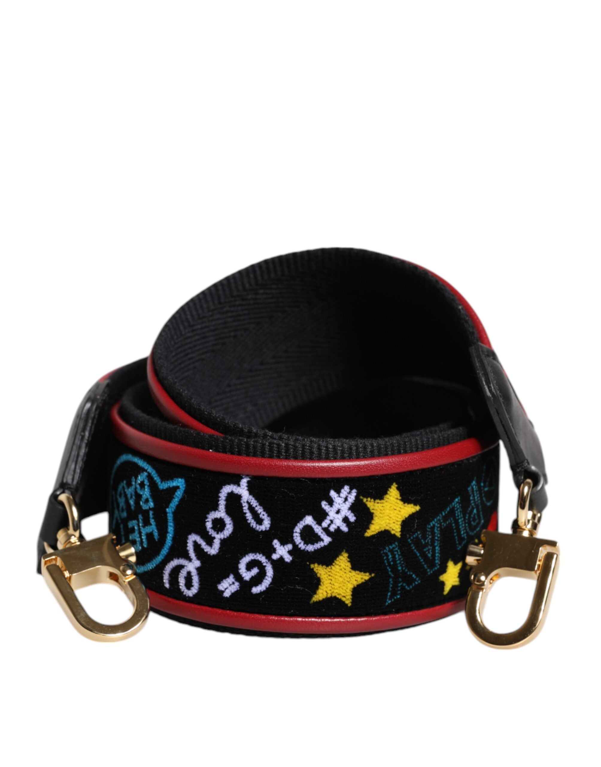 Black Cotton Printed Bag Shoulder Strap - ventzia