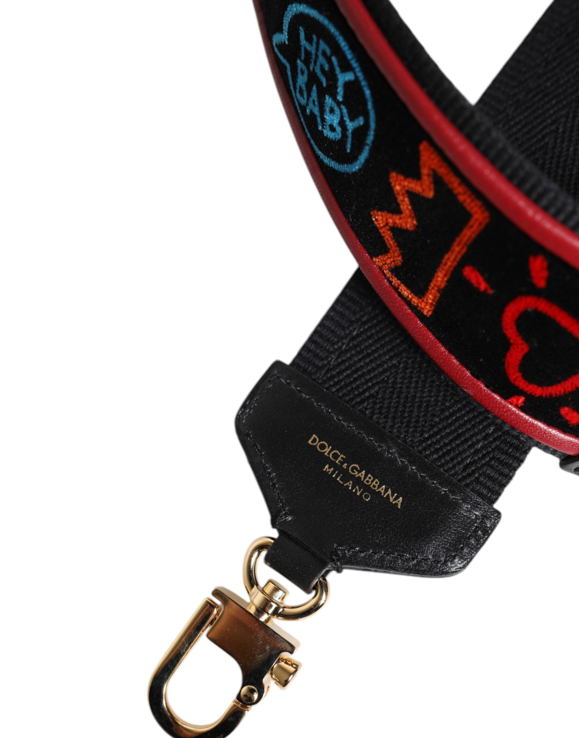Black Cotton Printed Bag Shoulder Strap - ventzia
