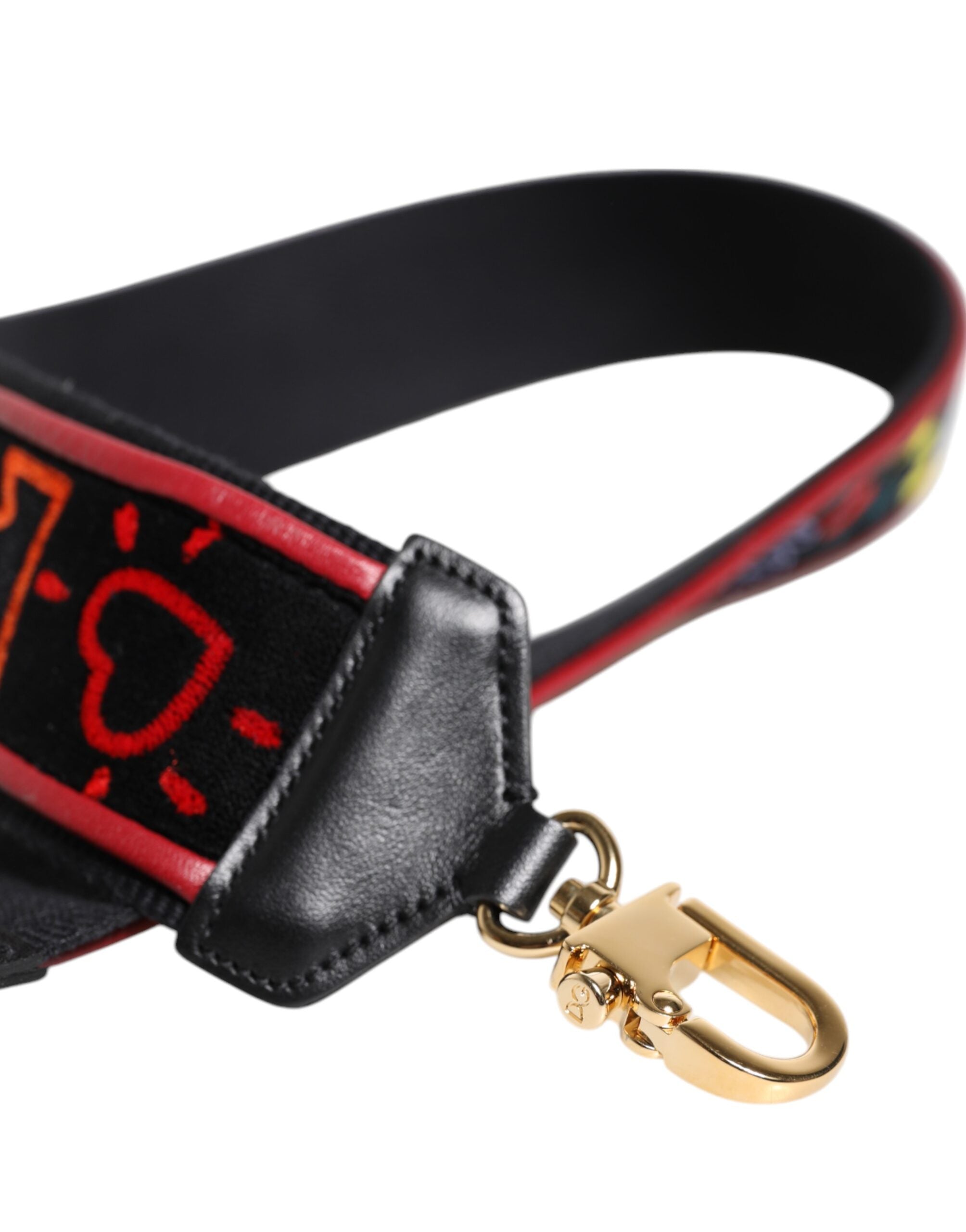 Black Cotton Printed Bag Shoulder Strap - ventzia
