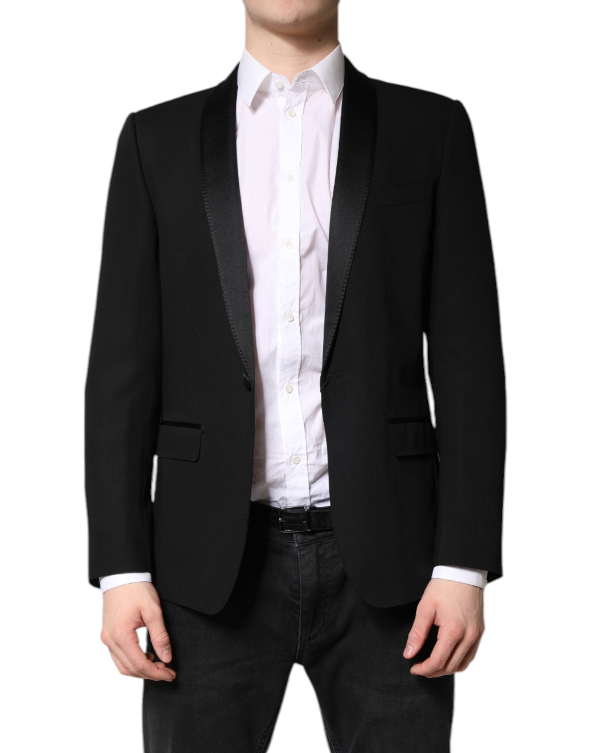 Black Single Breasted Men Coat MARTINI Blazer - ventzia