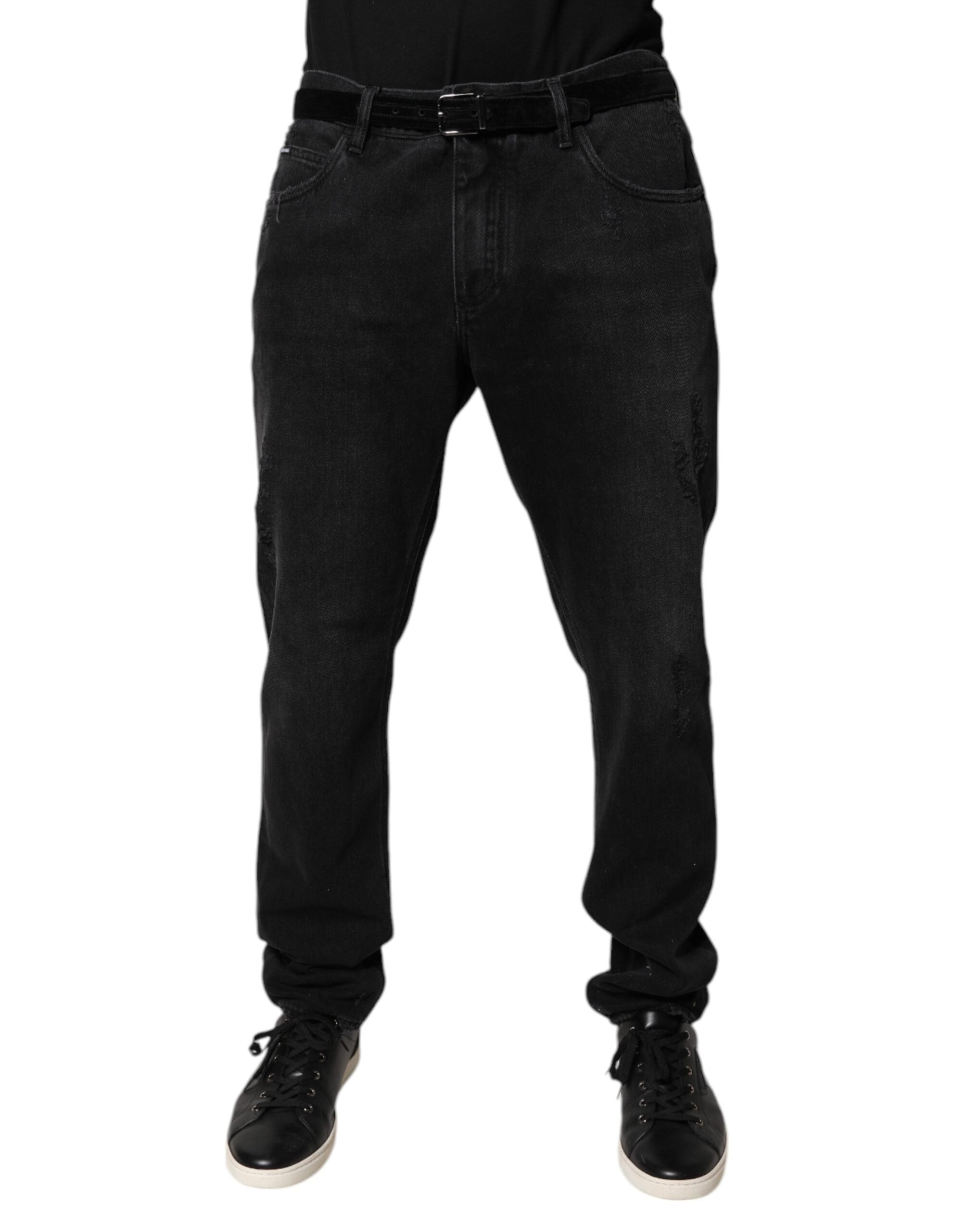 Black Cotton Skinny Men Denim Jeans - ventzia