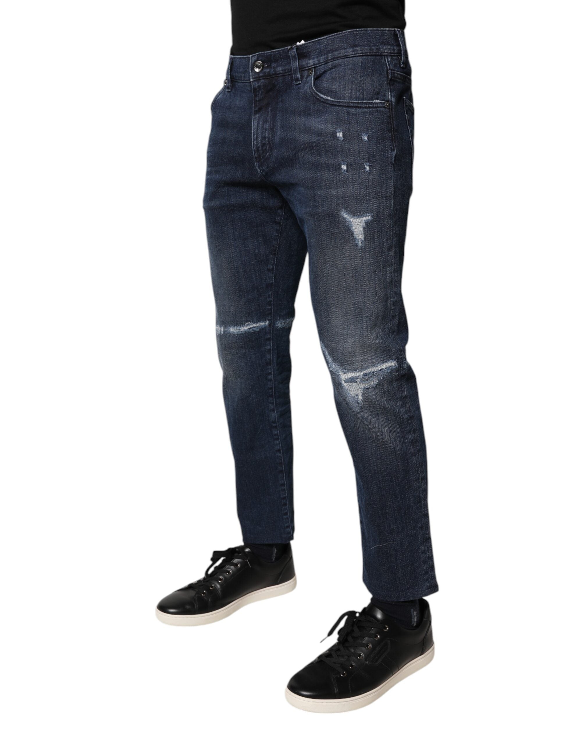 Blue Cotton Stretch Skinny Men Denim Jeans - ventzia