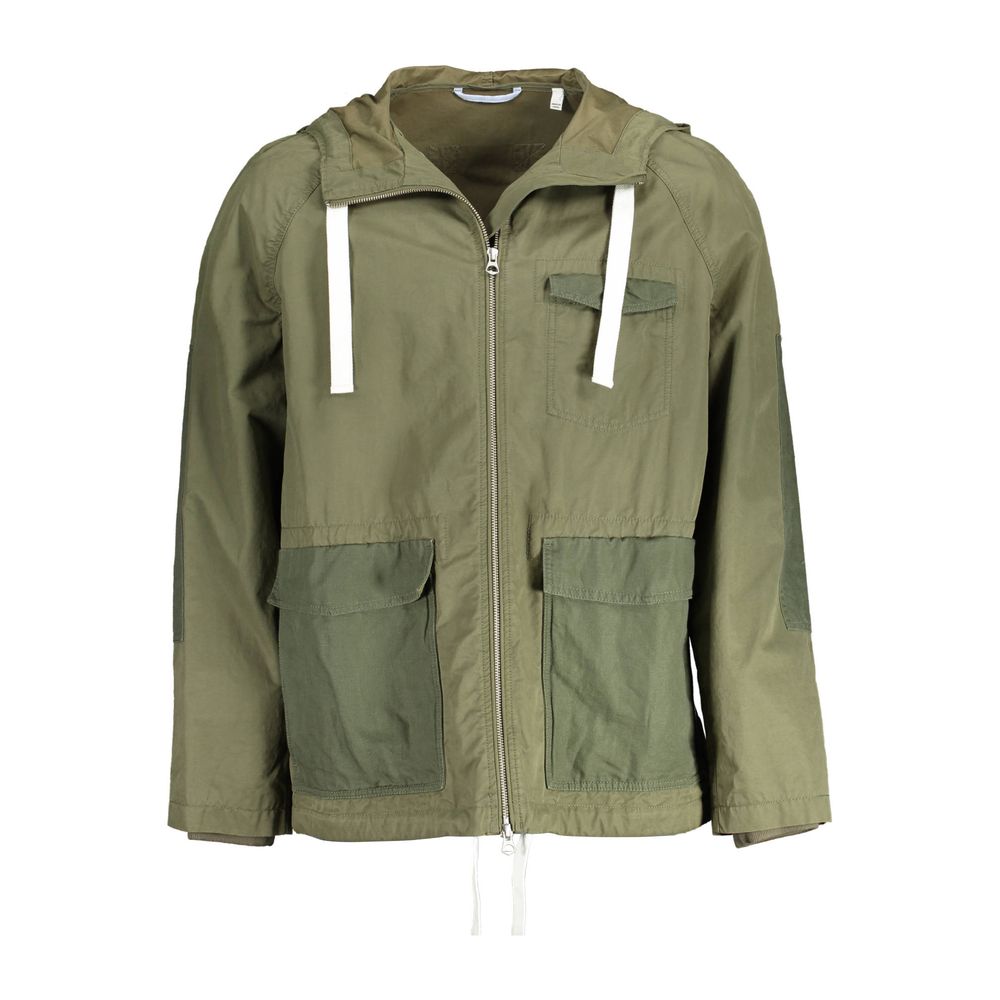 Green Cotton Men Jacket - ventzia