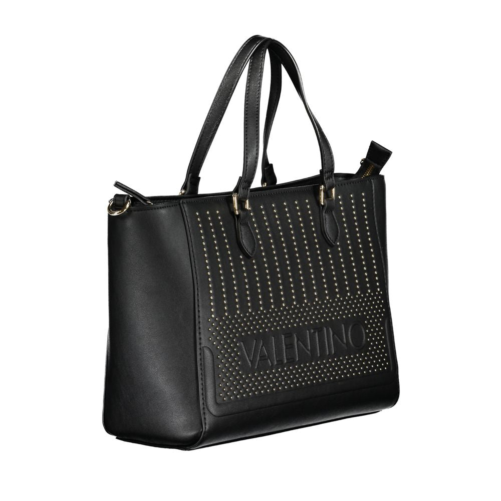 Black Polyurethane Women Handbag - ventzia