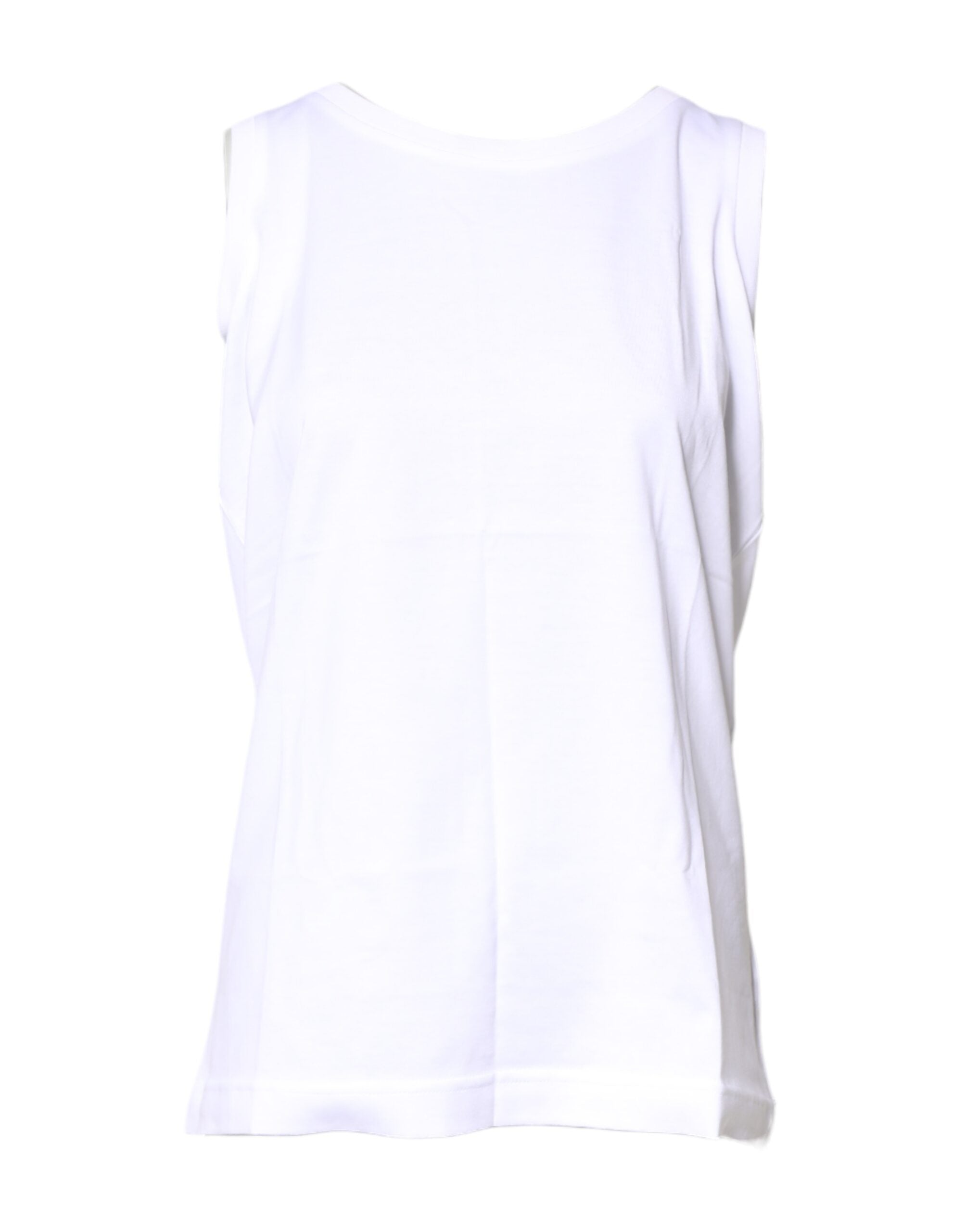 White Cotton Sleeveless Crew Neck T-shirt - ventzia