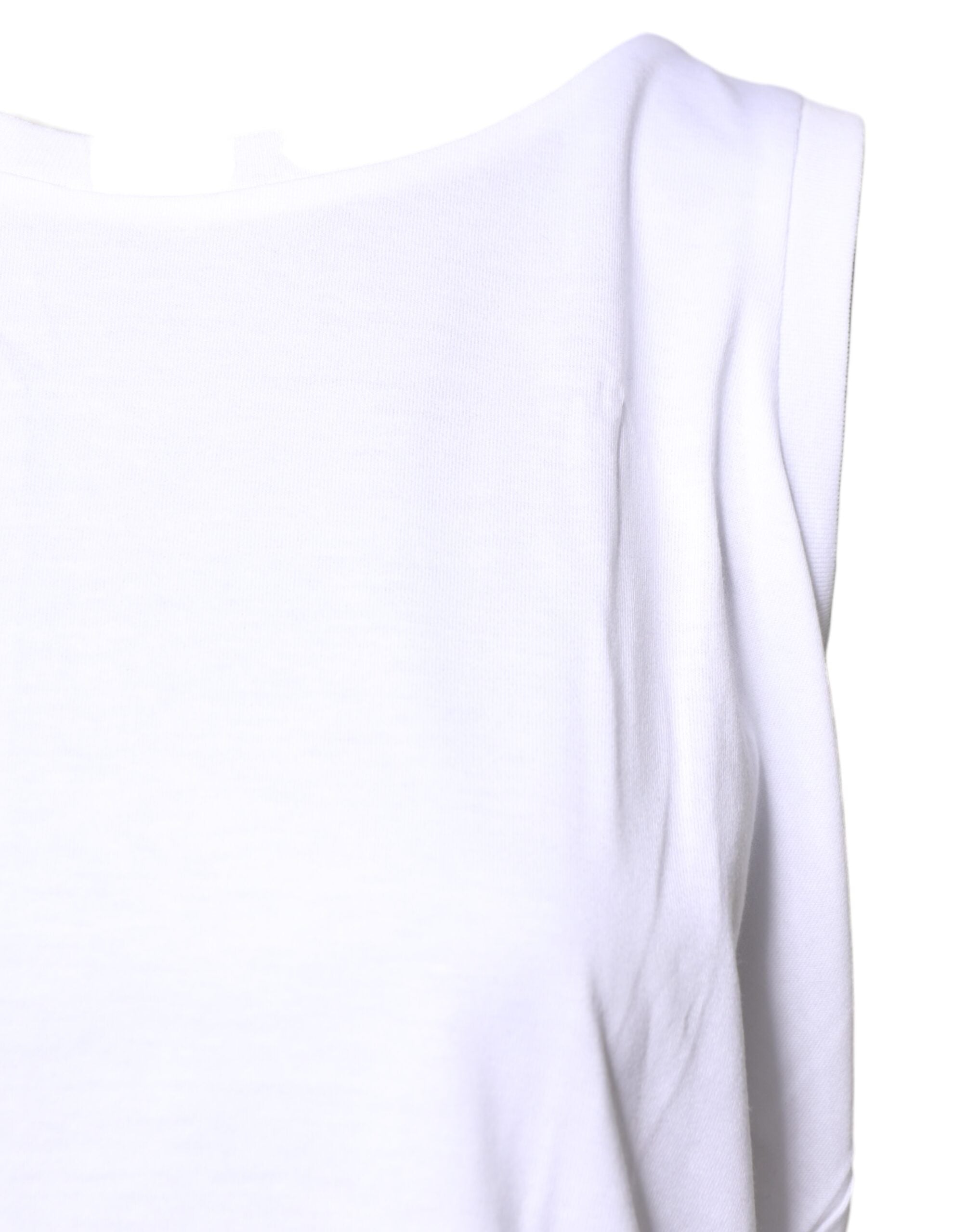 White Cotton Sleeveless Crew Neck T-shirt - ventzia