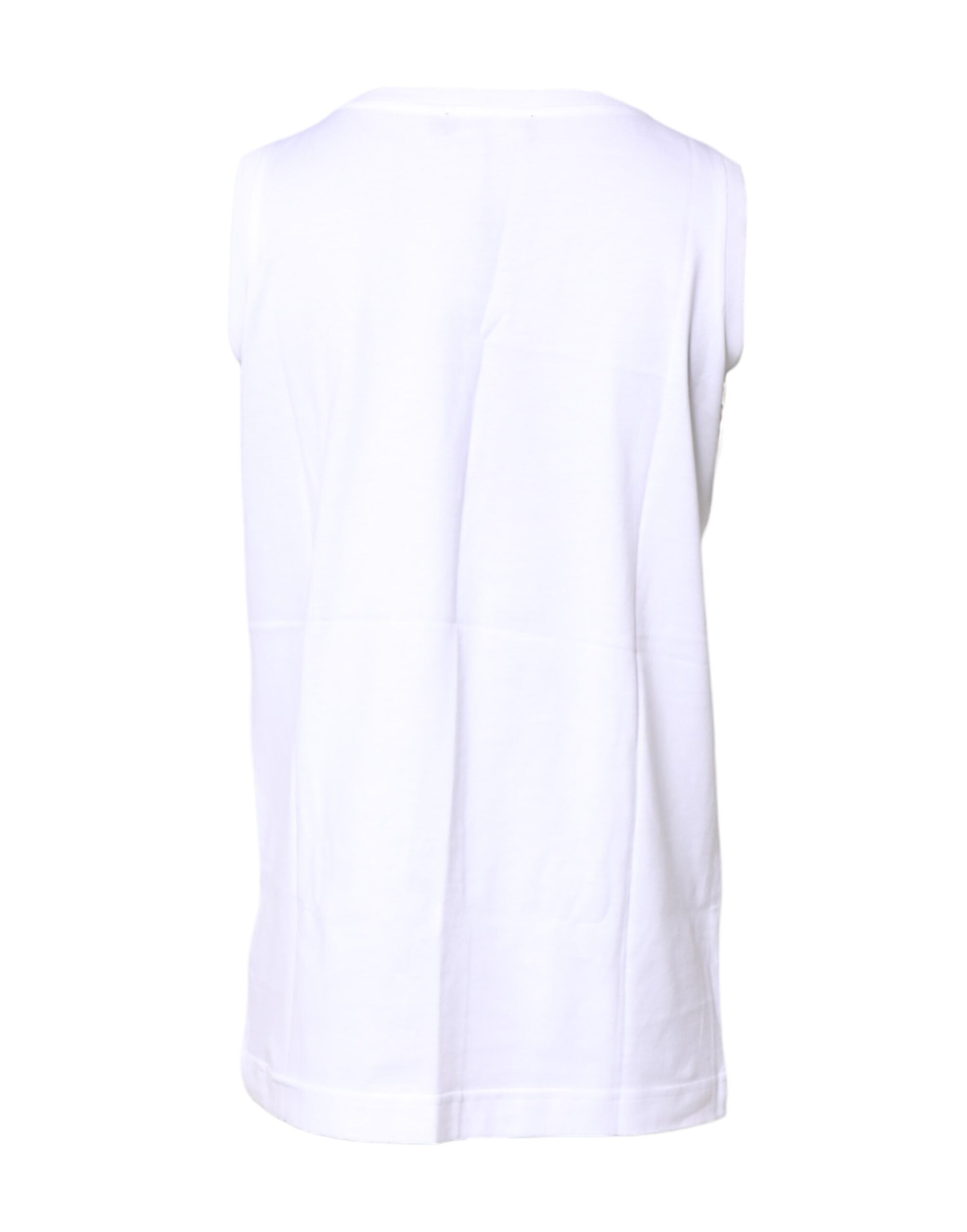 White Cotton Sleeveless Crew Neck T-shirt - ventzia