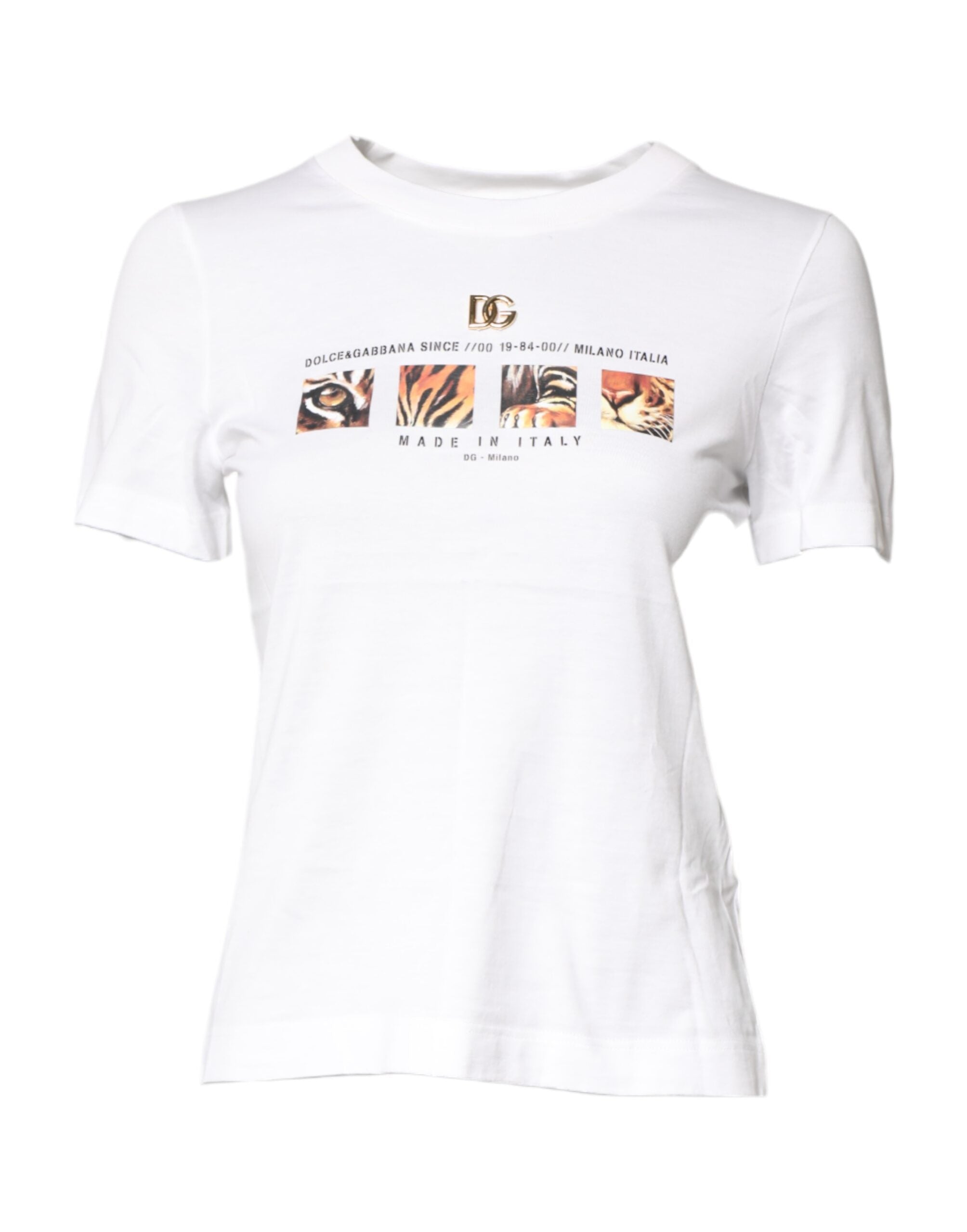 White Cotton Graphic Print Crew Neck T-shirt - ventzia