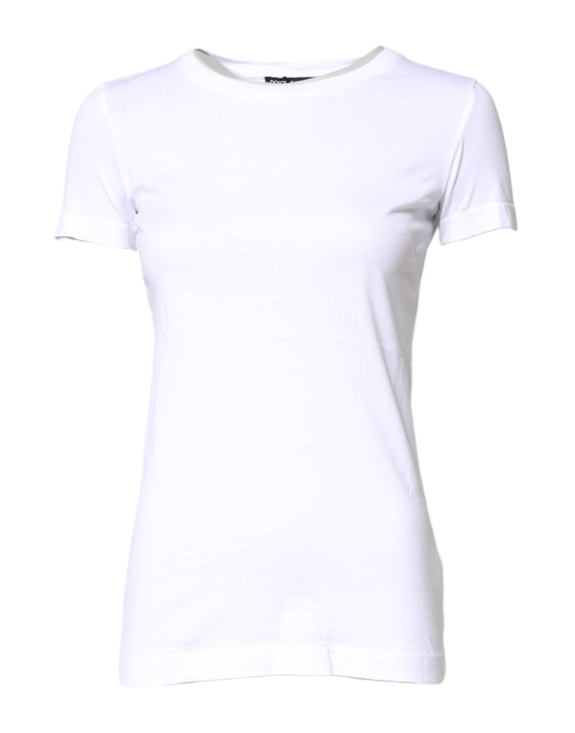 White Cotton Crew Neck Short Sleeves T-shirt - ventzia