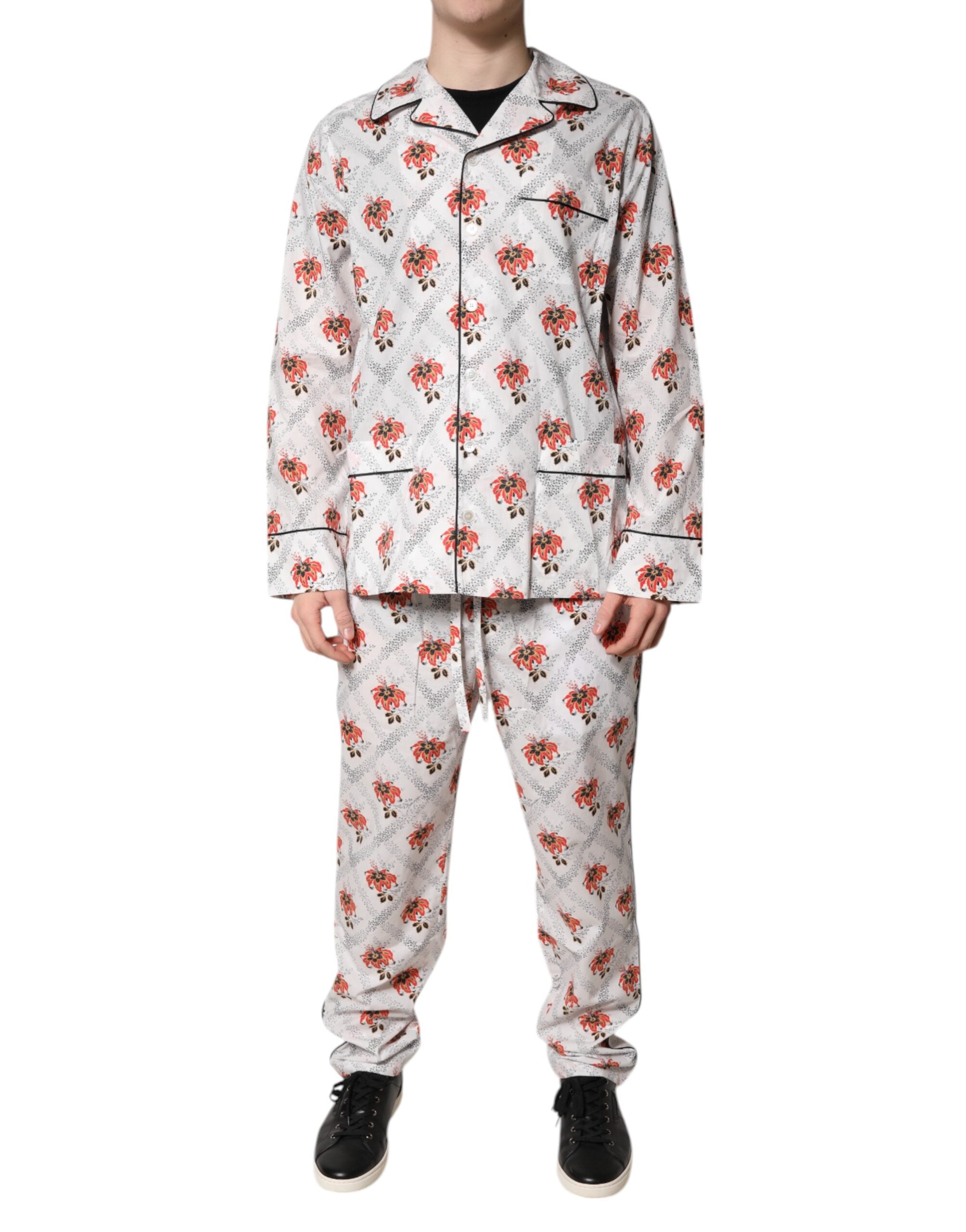 Multicolor Floral Print Cotton Pajama Set Sleepwear - ventzia