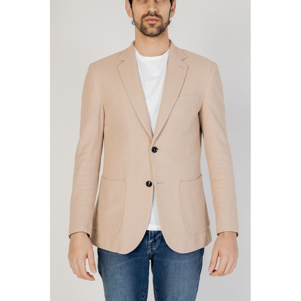 Beige Cotton Blazer - ventzia
