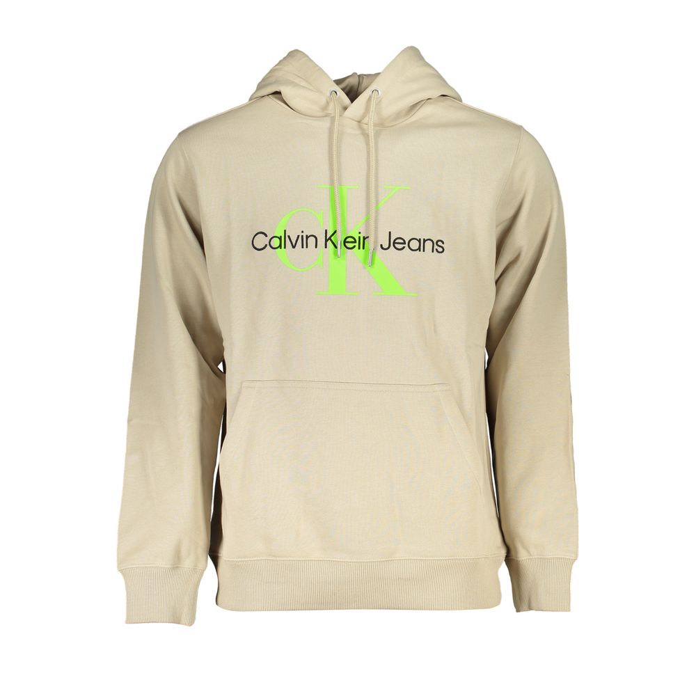 Beige Hooded Cotton Sweatshirt - ventzia