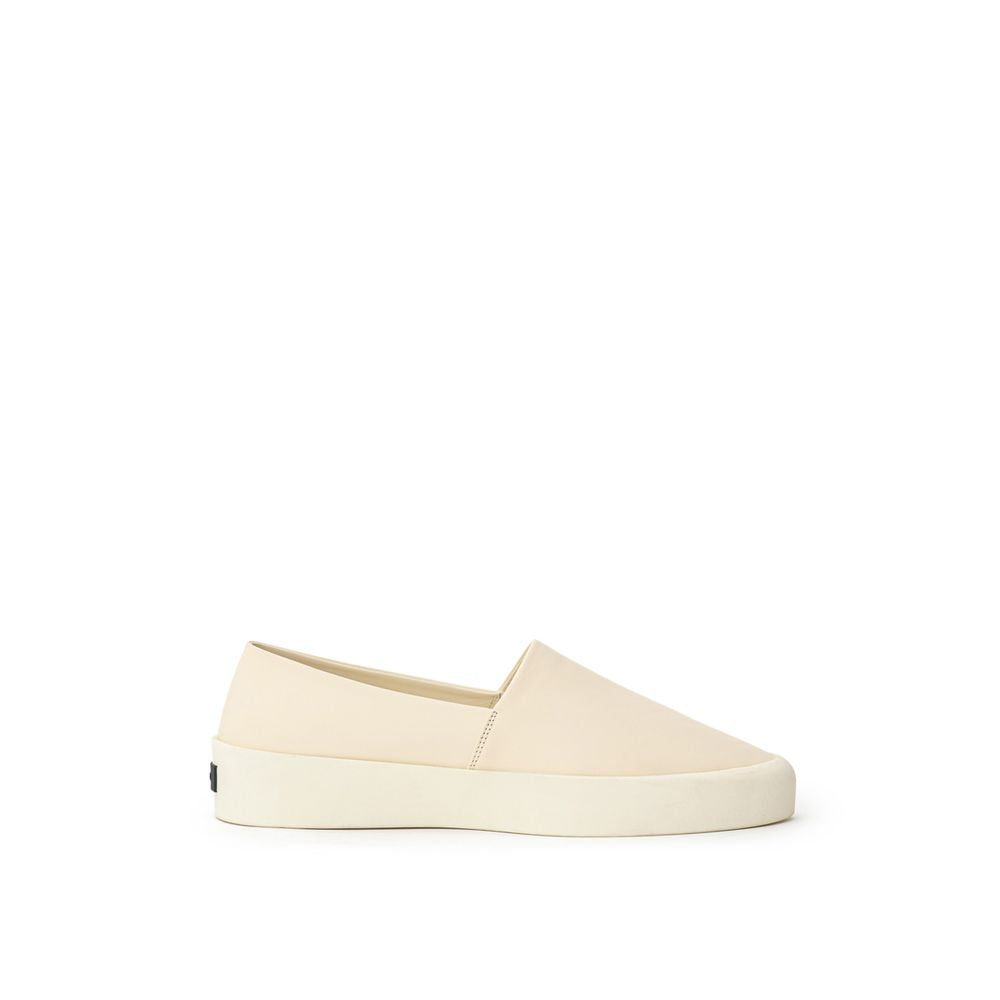 Beige Leather Slip-On Loafer - ventzia