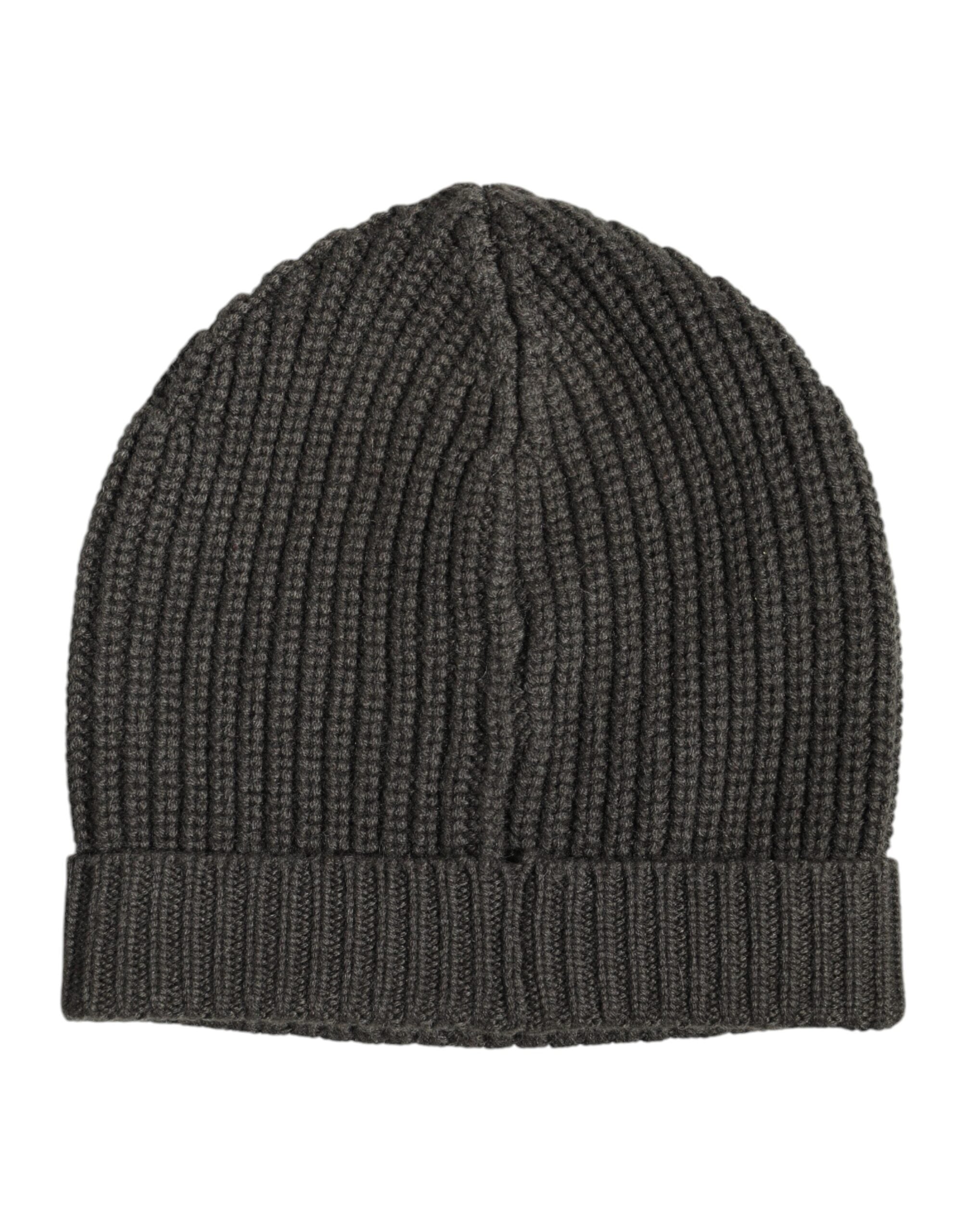 Dark Gray Cashmere Knit Winter Beanie Hat - ventzia