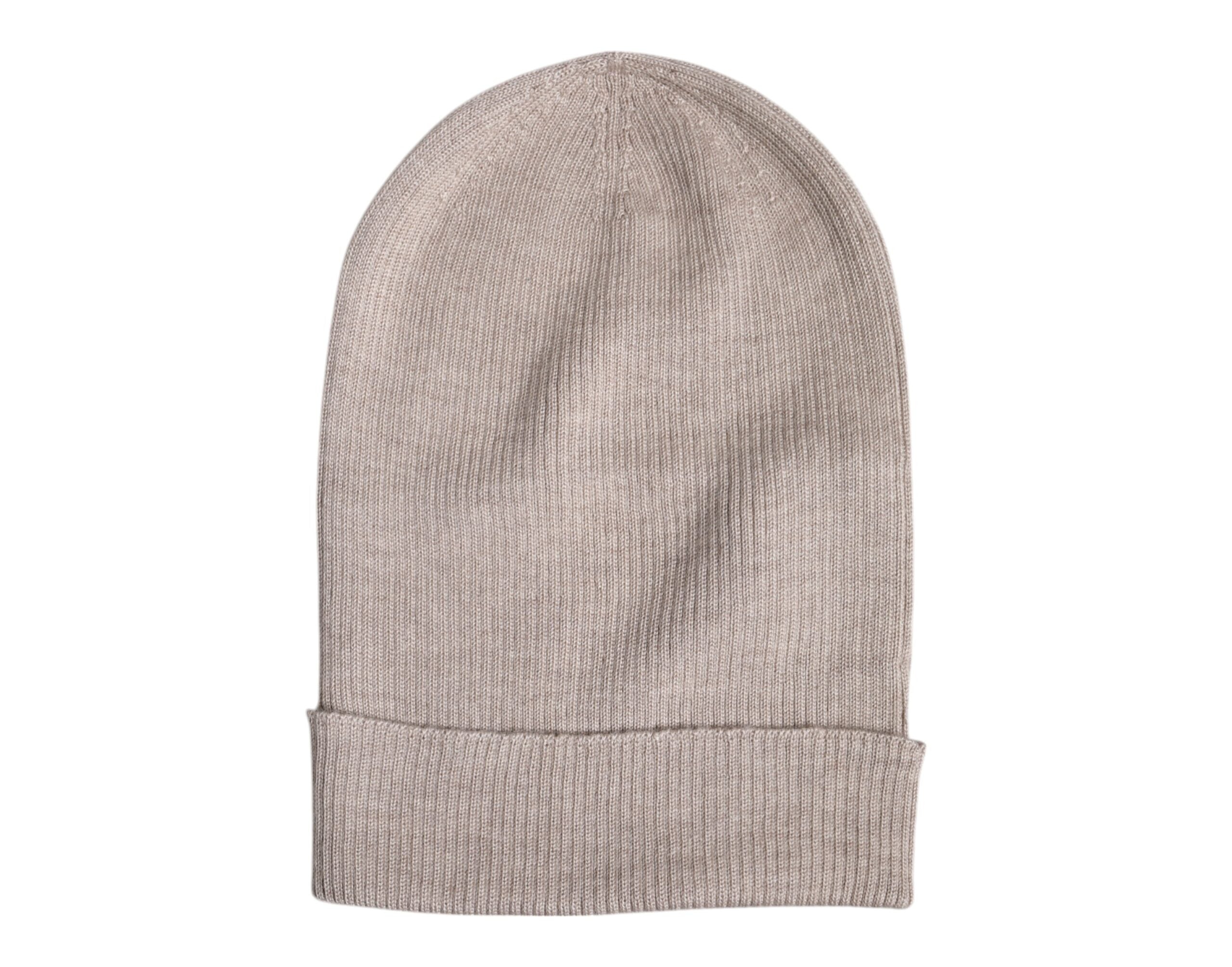 Beige Cashmere Knitted Winter Beanie Hat - ventzia