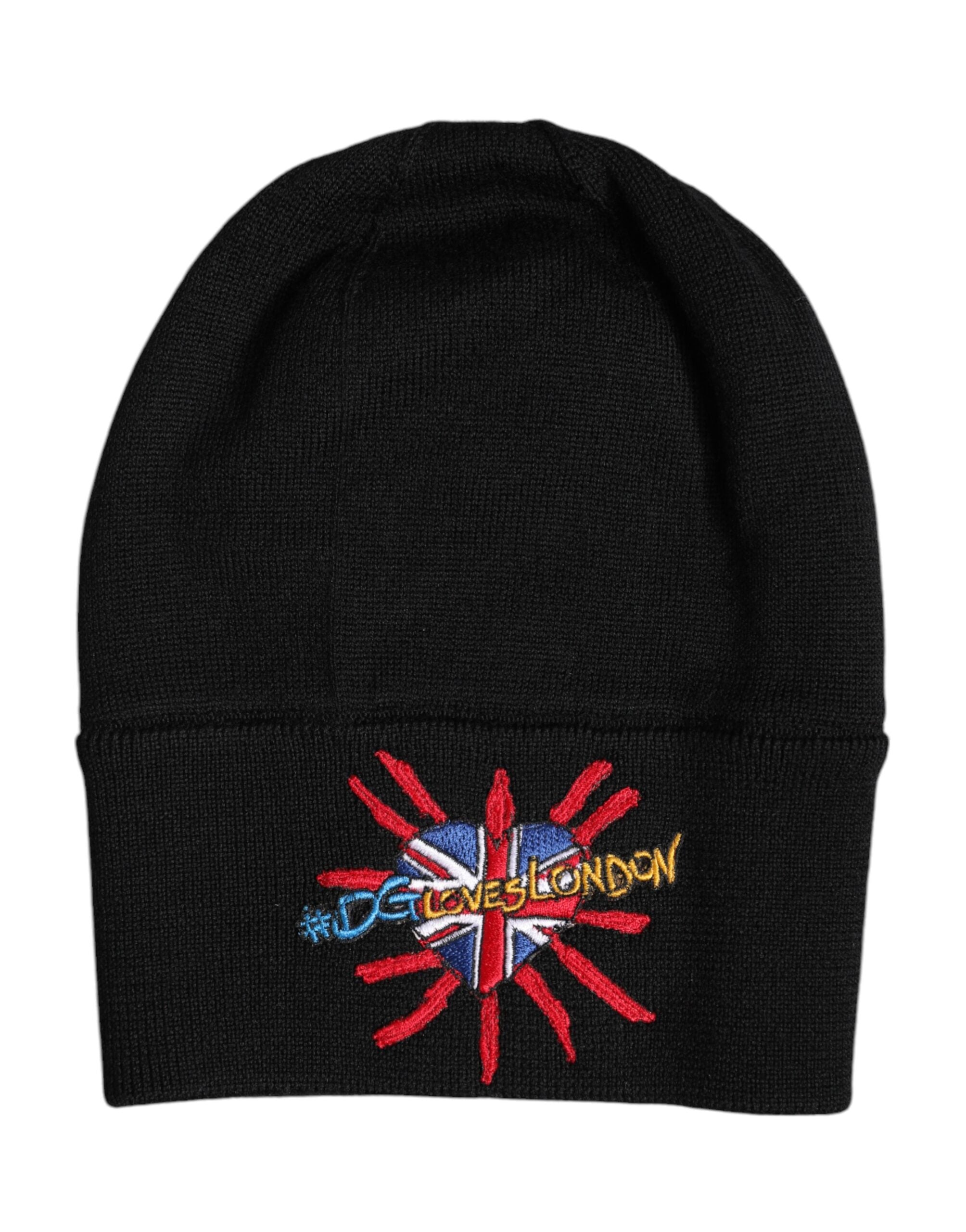 Black #DGLOVESLONDON Knitted Beanie Hat - ventzia