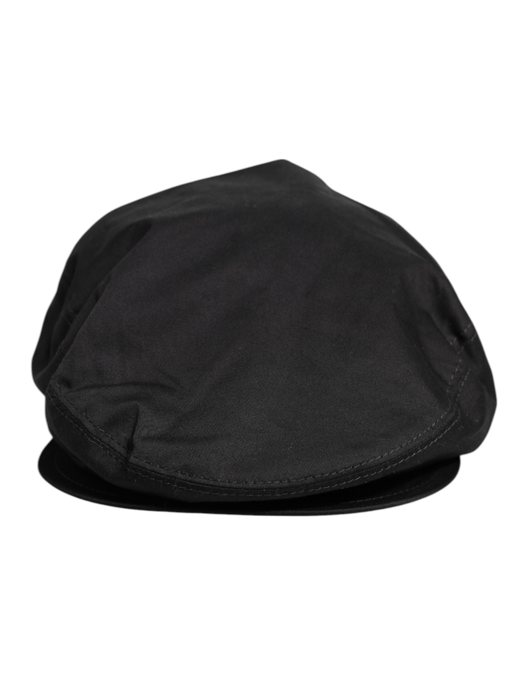Black Cotton Newsboy Capello Cabbie Hat - ventzia
