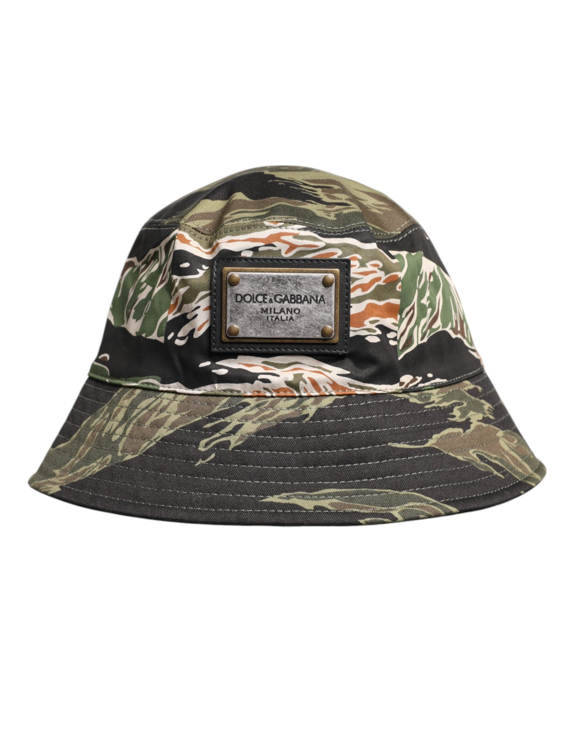 Multicolor DG Plaque Wide Brim Bucket Hat - ventzia