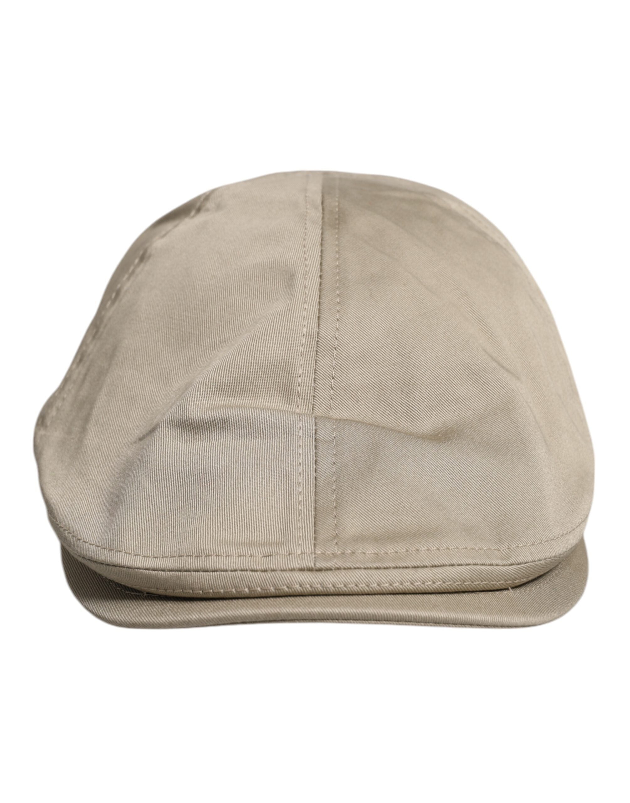Beige Cotton Newsboy Capello Cabbie Hat - ventzia
