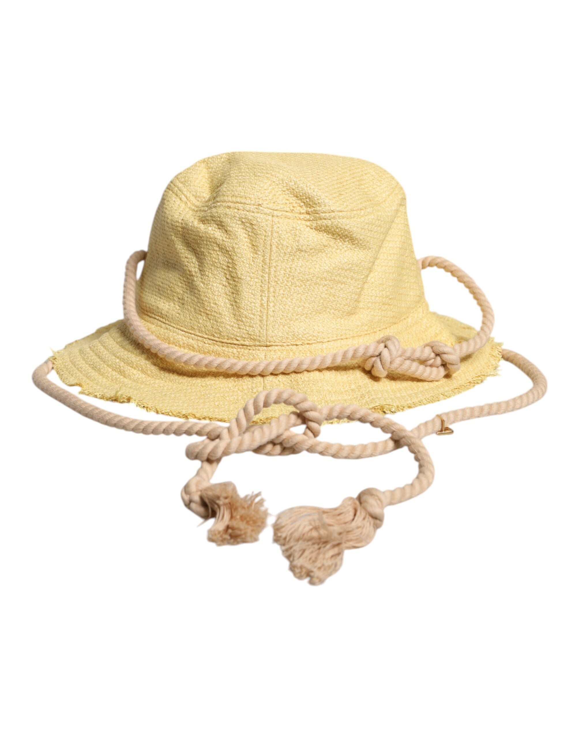 Yellow Cotton Wide Brim Bucket - ventzia