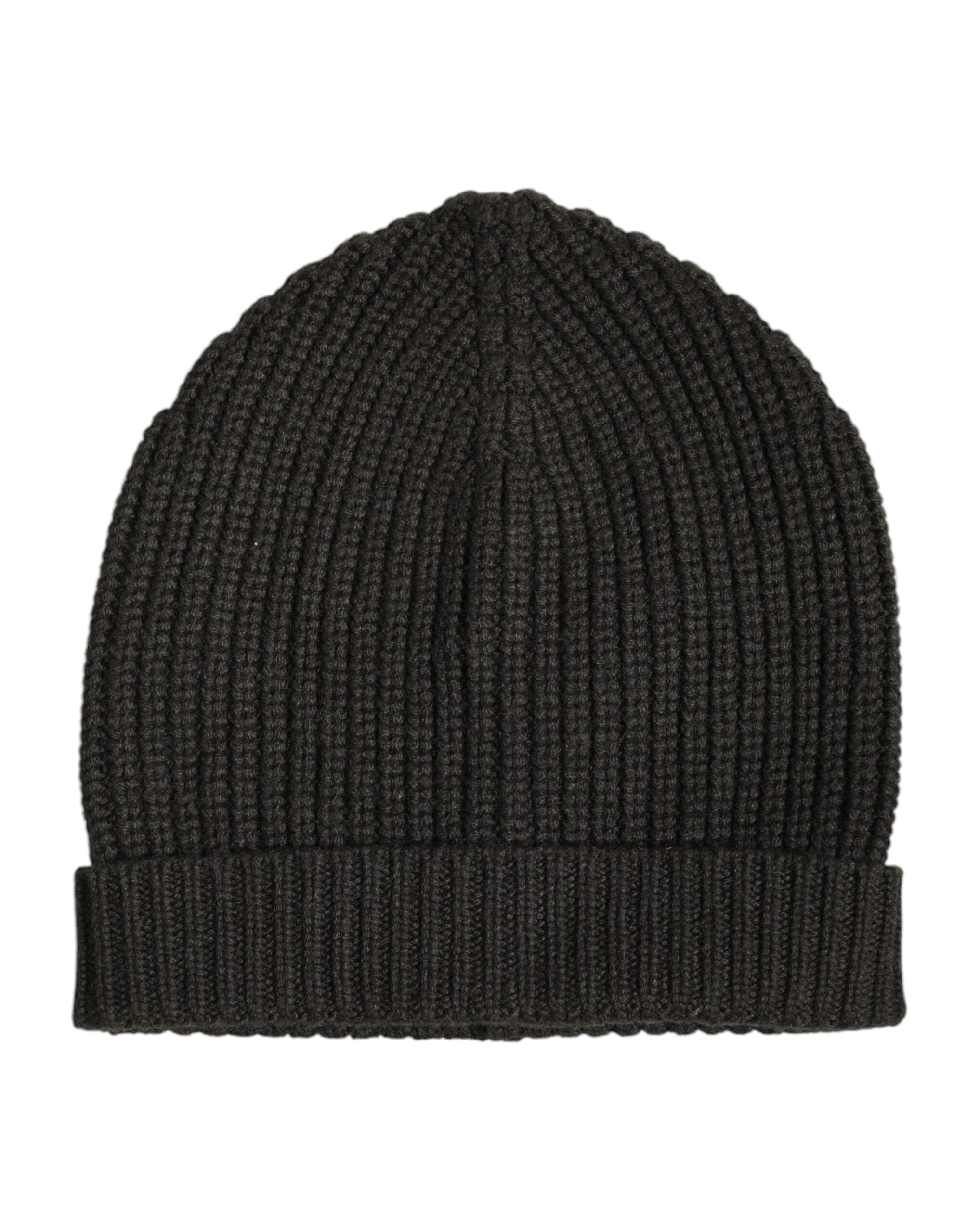 Dark Gray Cashmere Knit Winter Beanie Hat - ventzia