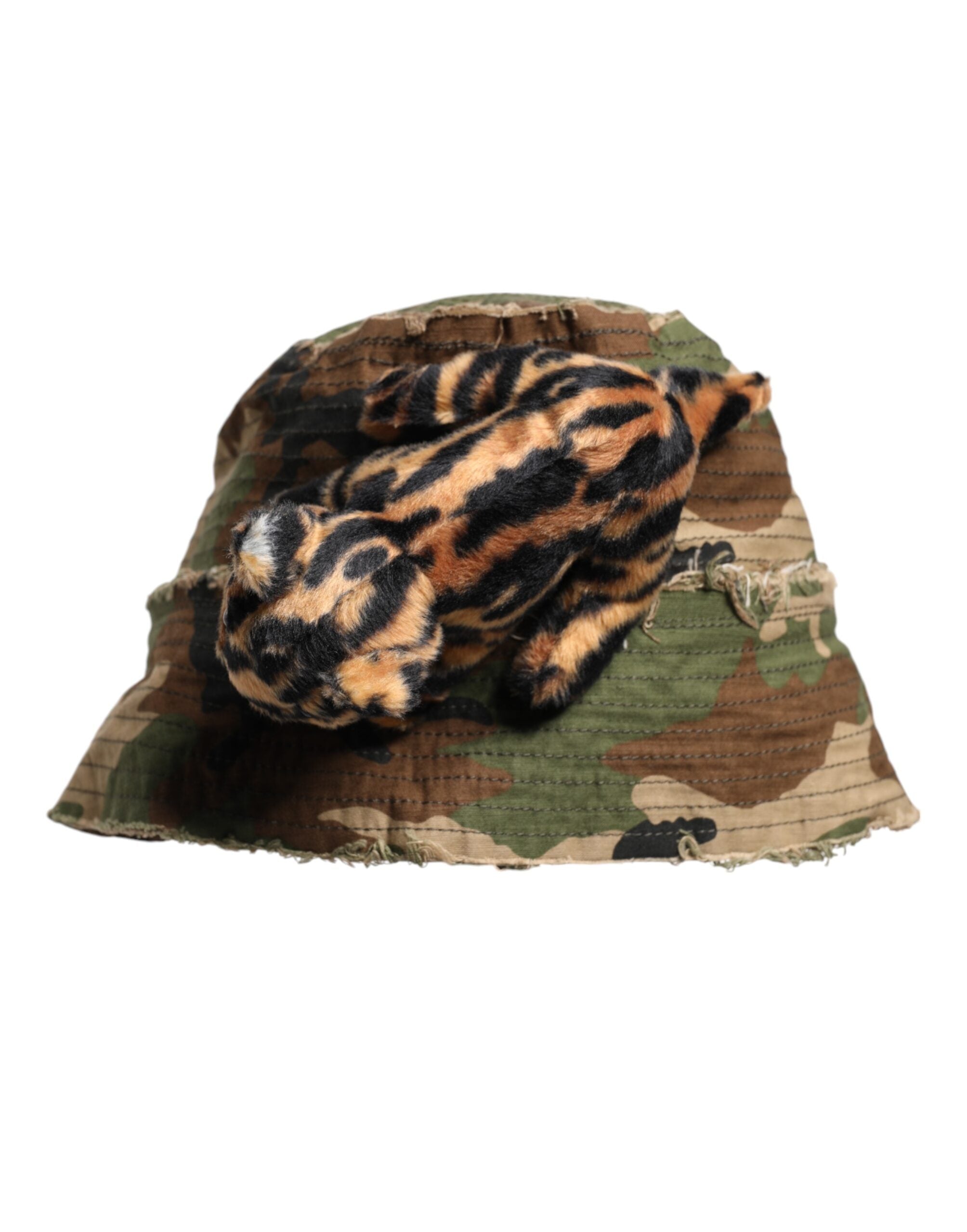 Multicolor Leopard Embellish Wide Brim Bucket Hat - ventzia