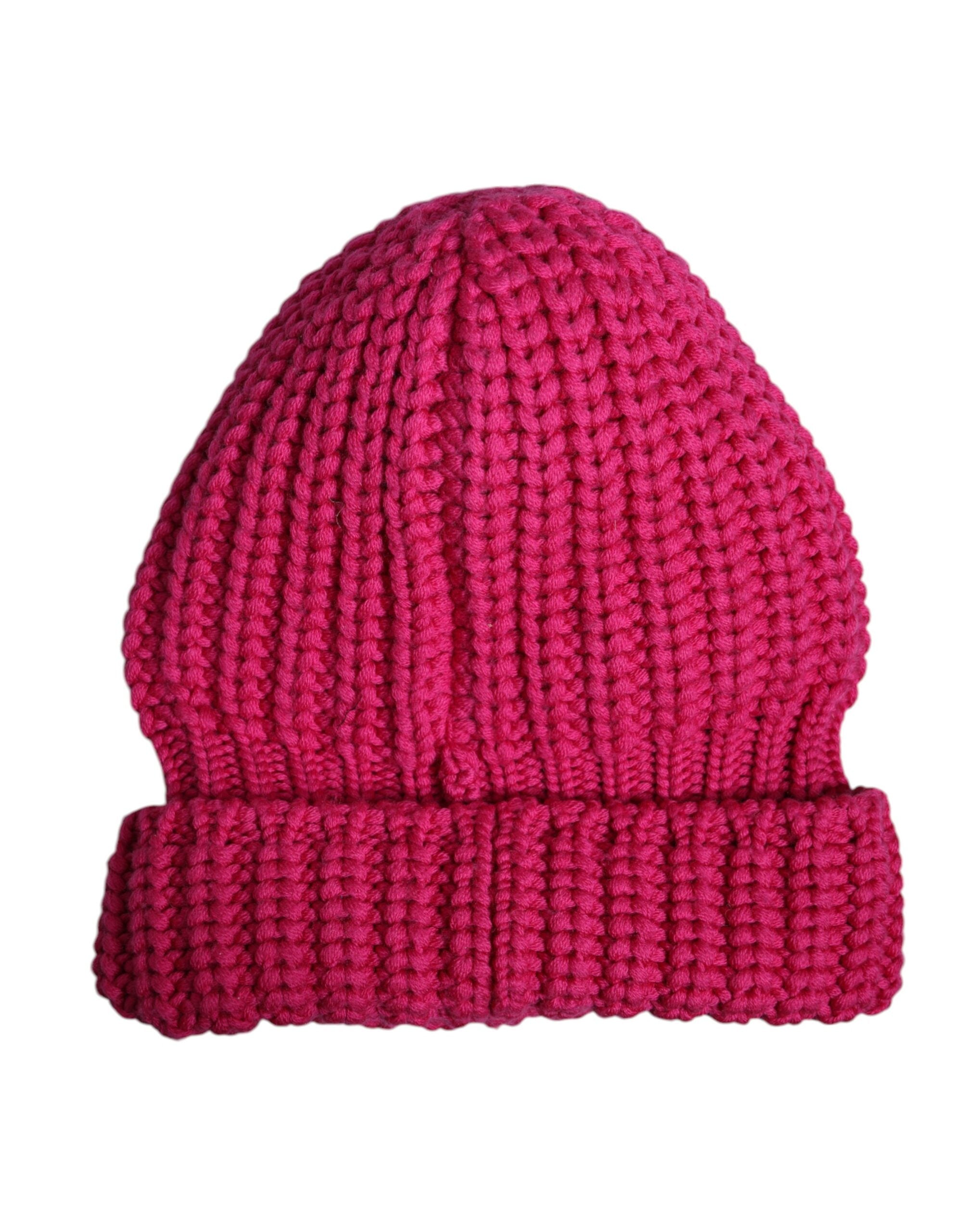 Pink Solid Wool Knitted Winter Beanie Hat - ventzia